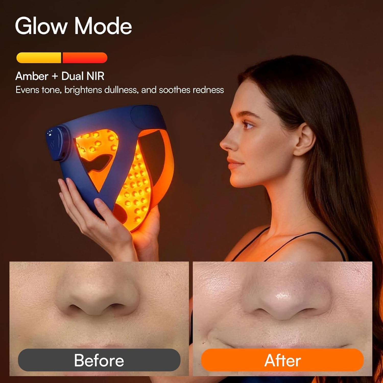 INIA Glow 4D Wireless Red Light Therapy Mask for Face – Dual NIR, 320 Leds, 4 Modes, Under-Eye Cooling, Cordless & Rechargeable LED Face Mask for Home & Travel, Skincare Gifts for Women Mom Wife, Blue