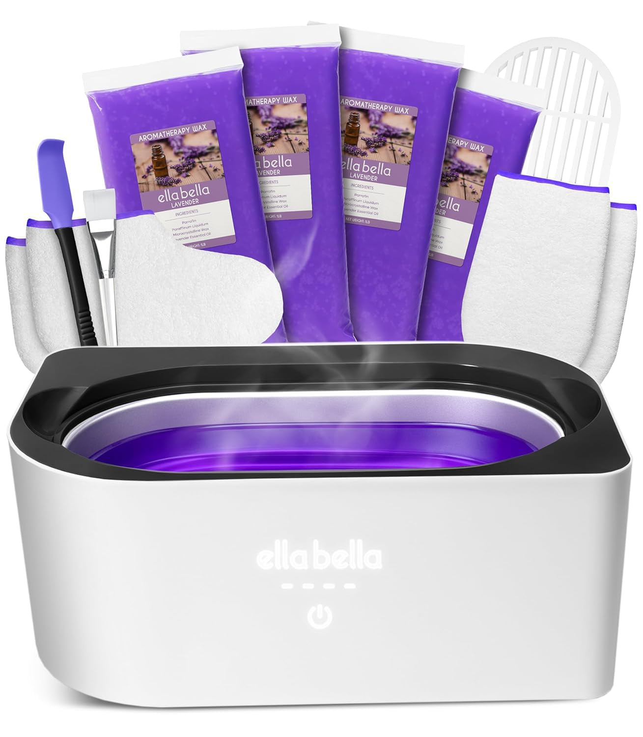 ELLA BELLA® Paraffin Wax Machine for Hand & Feet • Parafin Wax Warmer • Everything in One Kit – Paraffin Wax Refills, Mitts & Booties • Soothing Relief with Parrafin Hot Wax • Home Paraffin Wax Bath