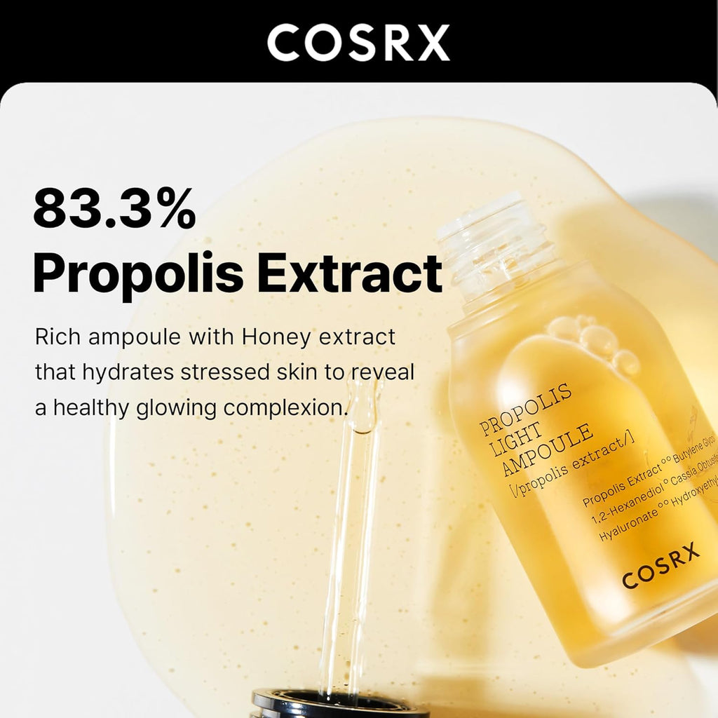 COSRX Propolis Ampoule, Glow Boosting Serum for Face with 73.5% Propolis Extract, 1.01Fl.Oz/30Ml, Hydrating Essence for Sensitive Skin, Fine Lines, Uneven Skintone, Korean Skincare