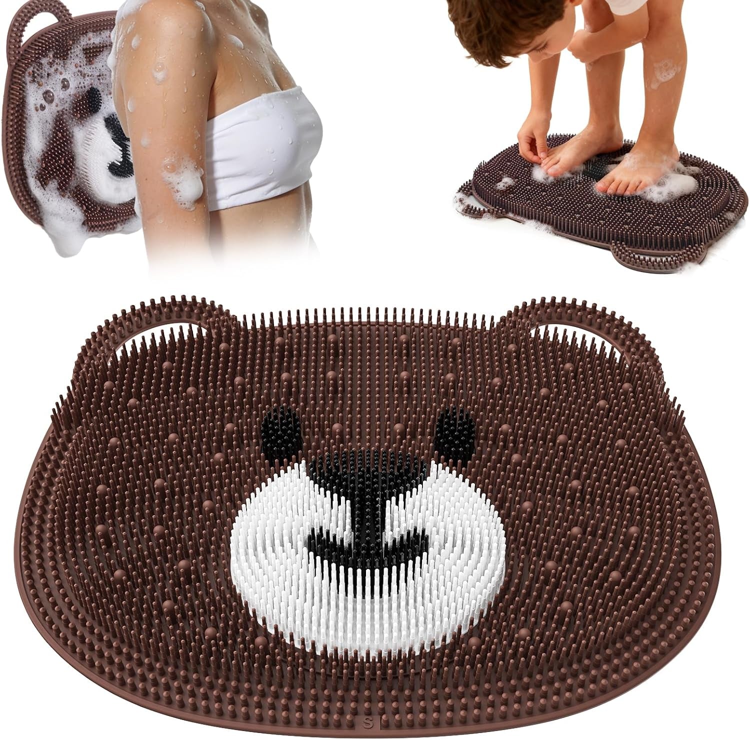 Foot Scrubber Mat in Shower 2 Pack Large - Silicone Foot Bath Exfloating Feet Deep Clean Brush Massager Acupressure Pad Improve Circulation & Feet Relief for Men Women Kids Children Cf&Gy
