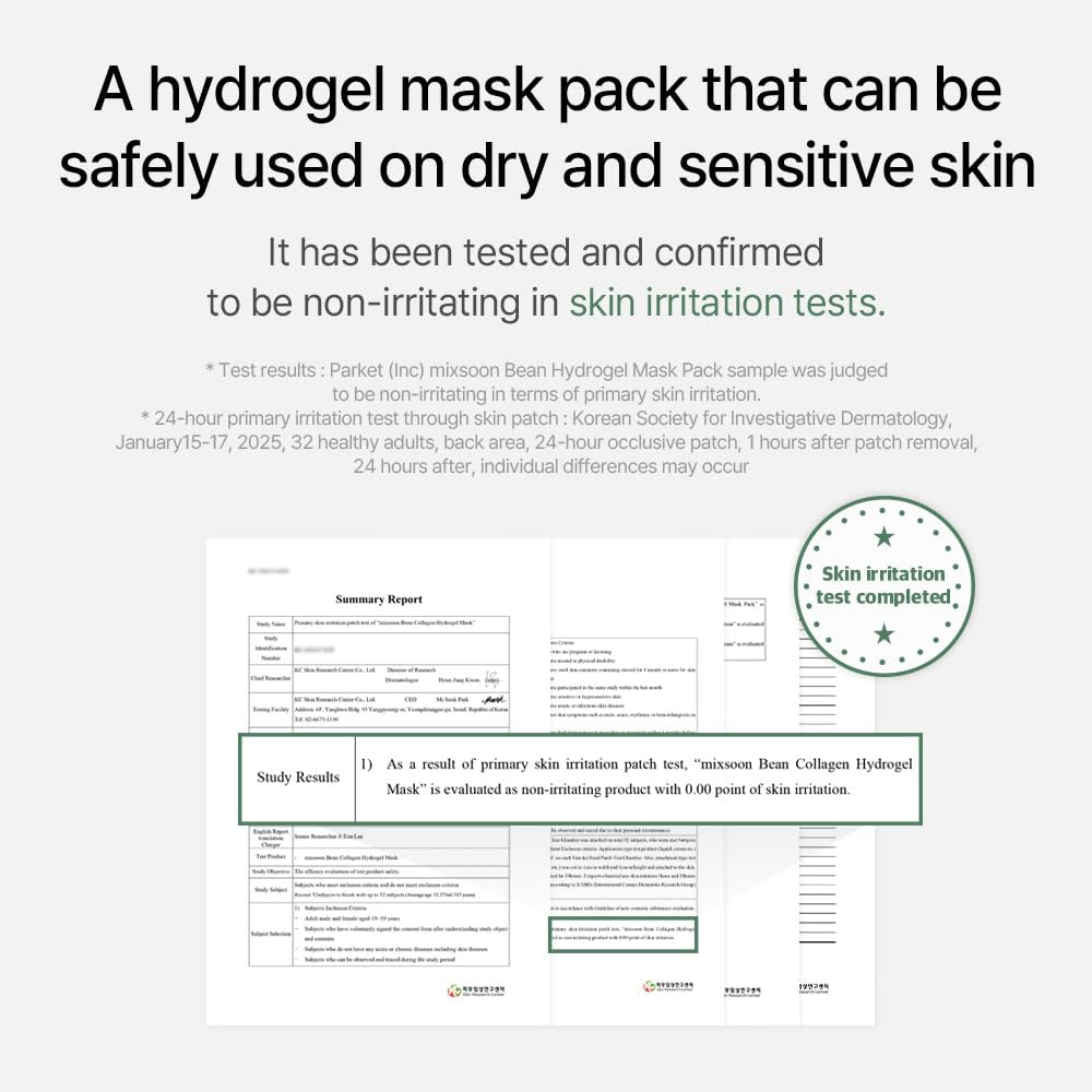 Mixsoon Bean Collagen Hydrogel Mask Hydration All-In-One Firming, Soothing Gel Formula Face Mask for Radiant, Smooth Skin Stocking Stuffers 35G / 1.18 Fl.Oz. (5Ea) Korean Glass Skin Care