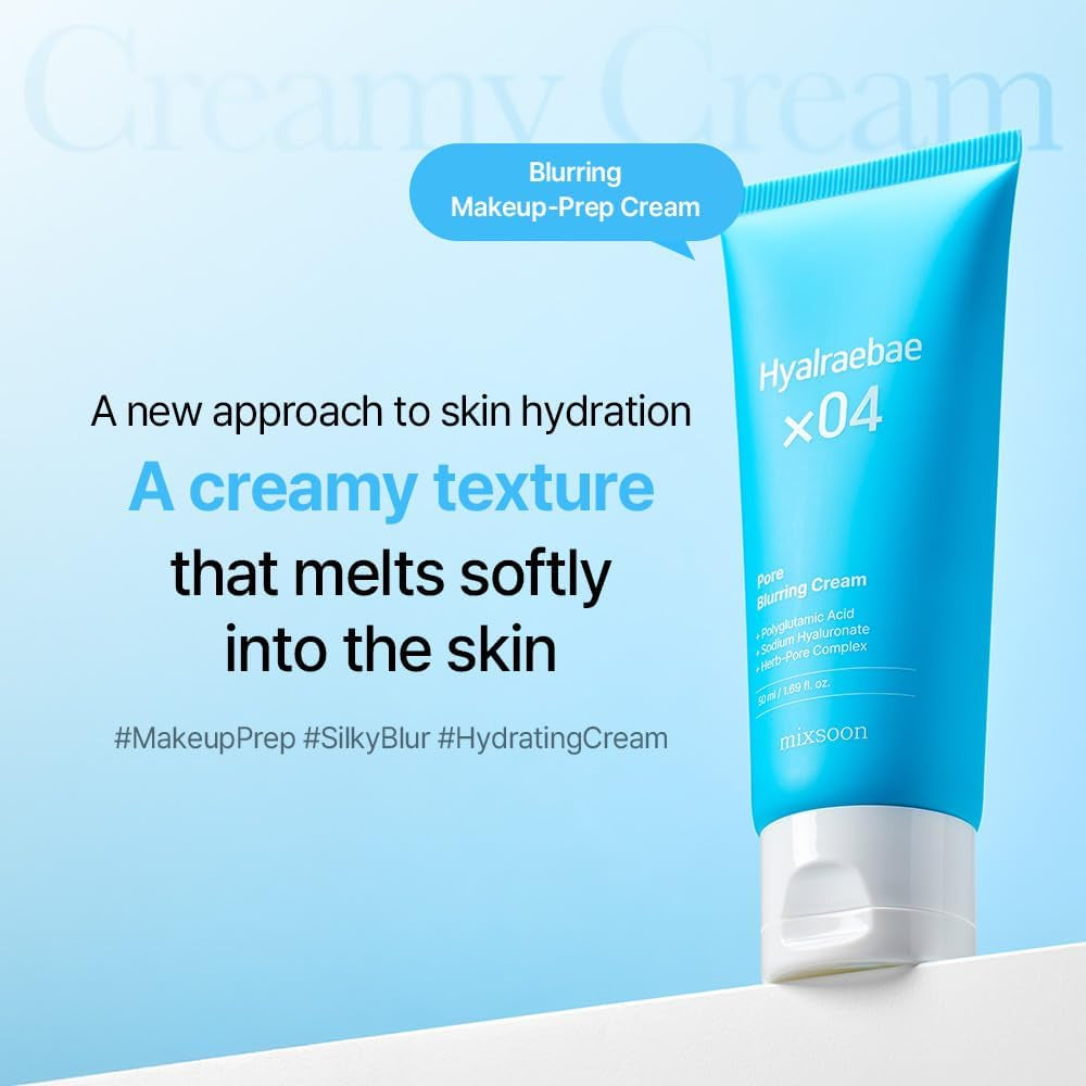 Mixsoon Hyalraebae Pore Blurring Cream - Hydrating, Pore Refining & Smooth Texture, Lightweight Face Moisturizer for Makeup Prep 50Ml / 1.69 Fl.Oz. Korean Glass Skin Care