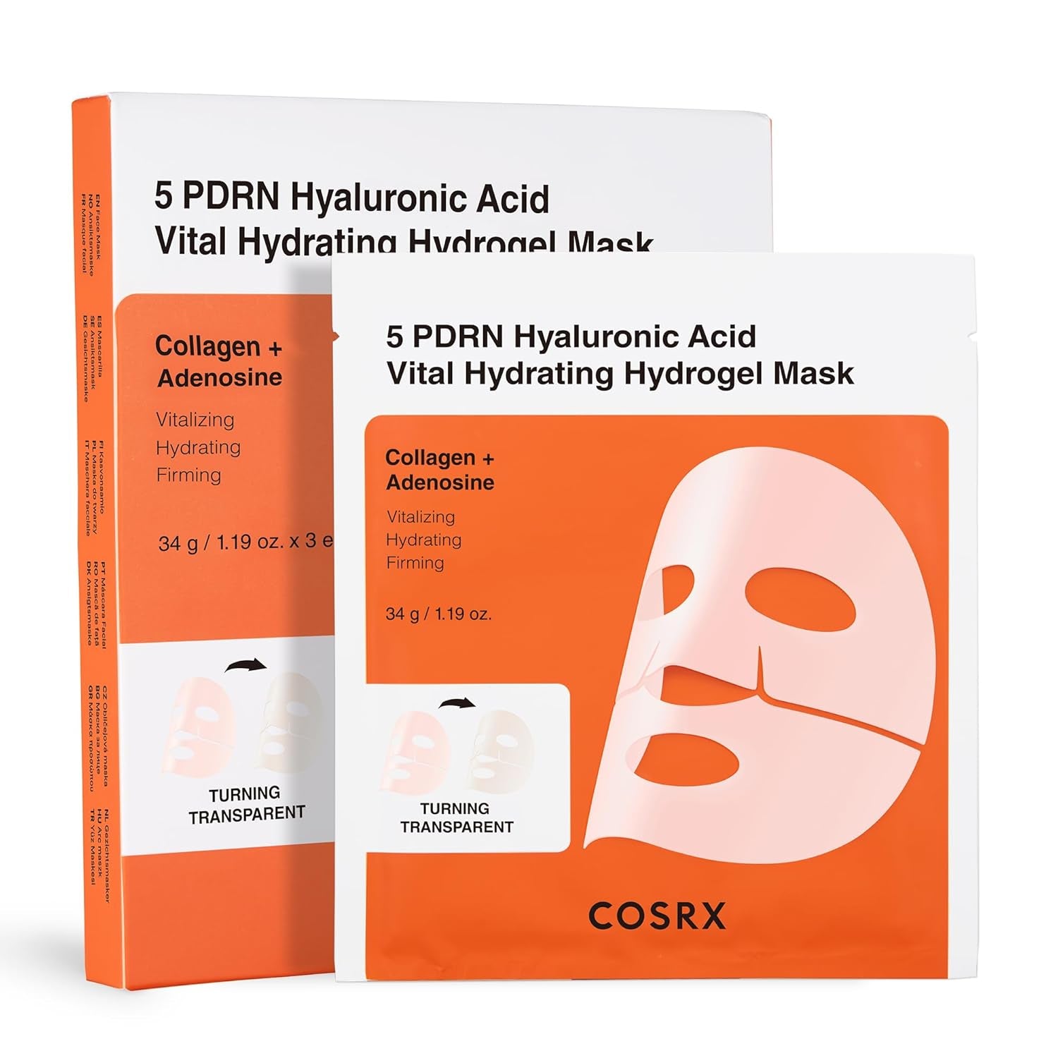 COSRX Advanced Snail Mucin Glass Glow Hydrogel Face Masks Skincare 3 EA, Collagen Face Mask, Travel Essentials, Overnight Face Mask, Korean Skin Care