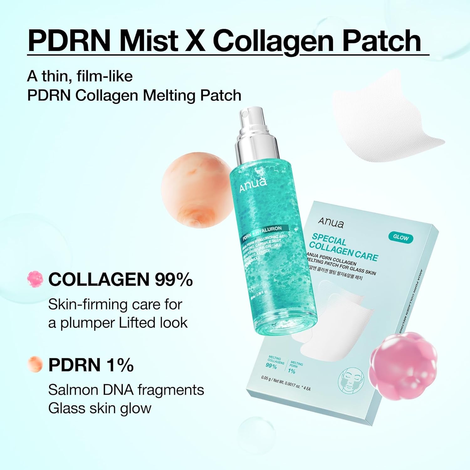 Anua Salmon DNA PDRN Collagen Melting Patch for Glass Skin, Smile Line Patches, Wrinkle Patches, Melting Thin Collagen Patch, Firming for Fine Lines, Glow, Hydrating, Korean Skincare, 2 Pairs X 4EA