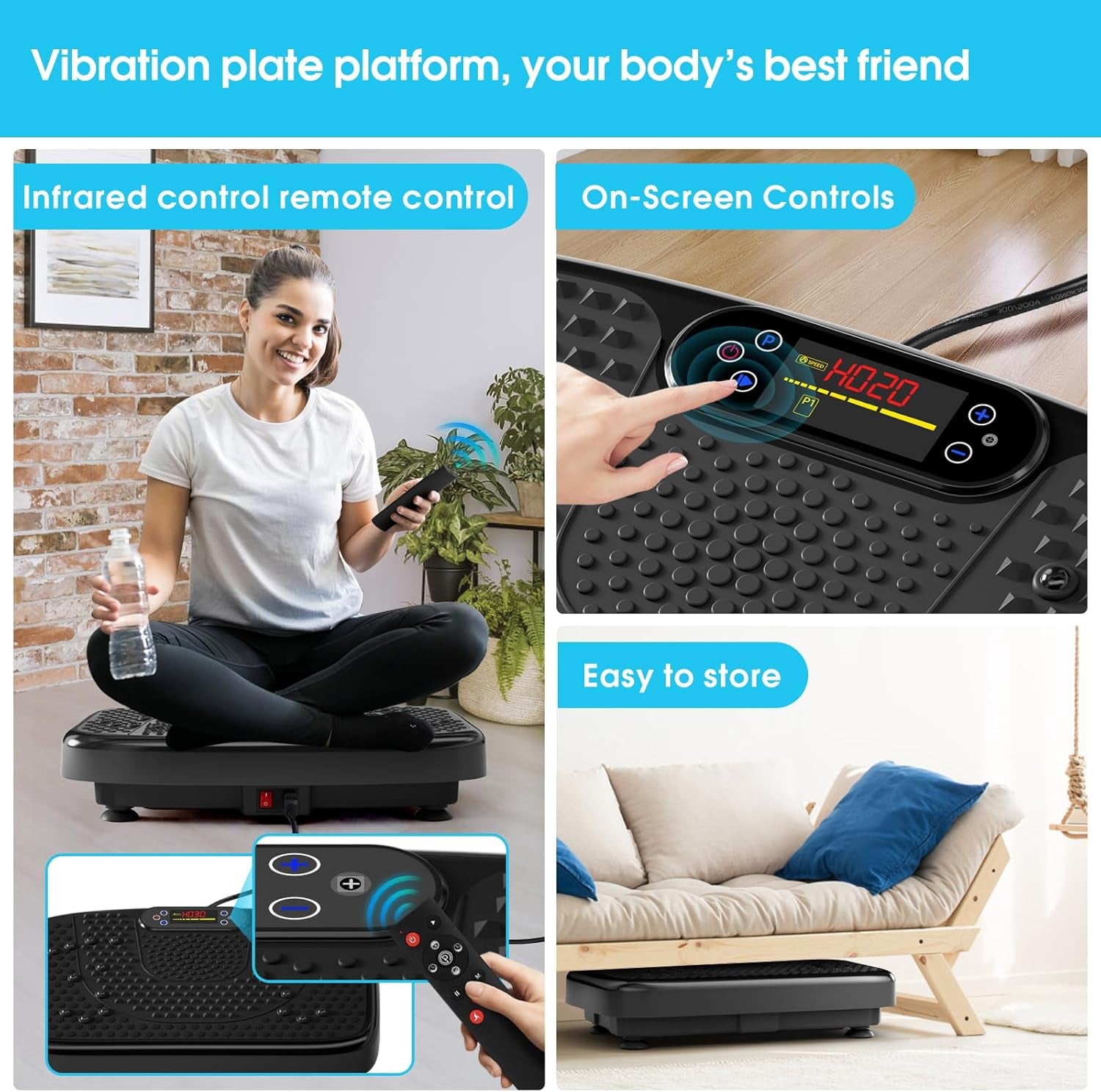 Softgym Vibration Plate Exercise Machine for Lymphatic Drainage,Power Vibrate Stand Shake Board 450 Lbs Capacity Whole Body Workout Waver with Fitness Resistance Bands Weight Loss Gifts for Women Men