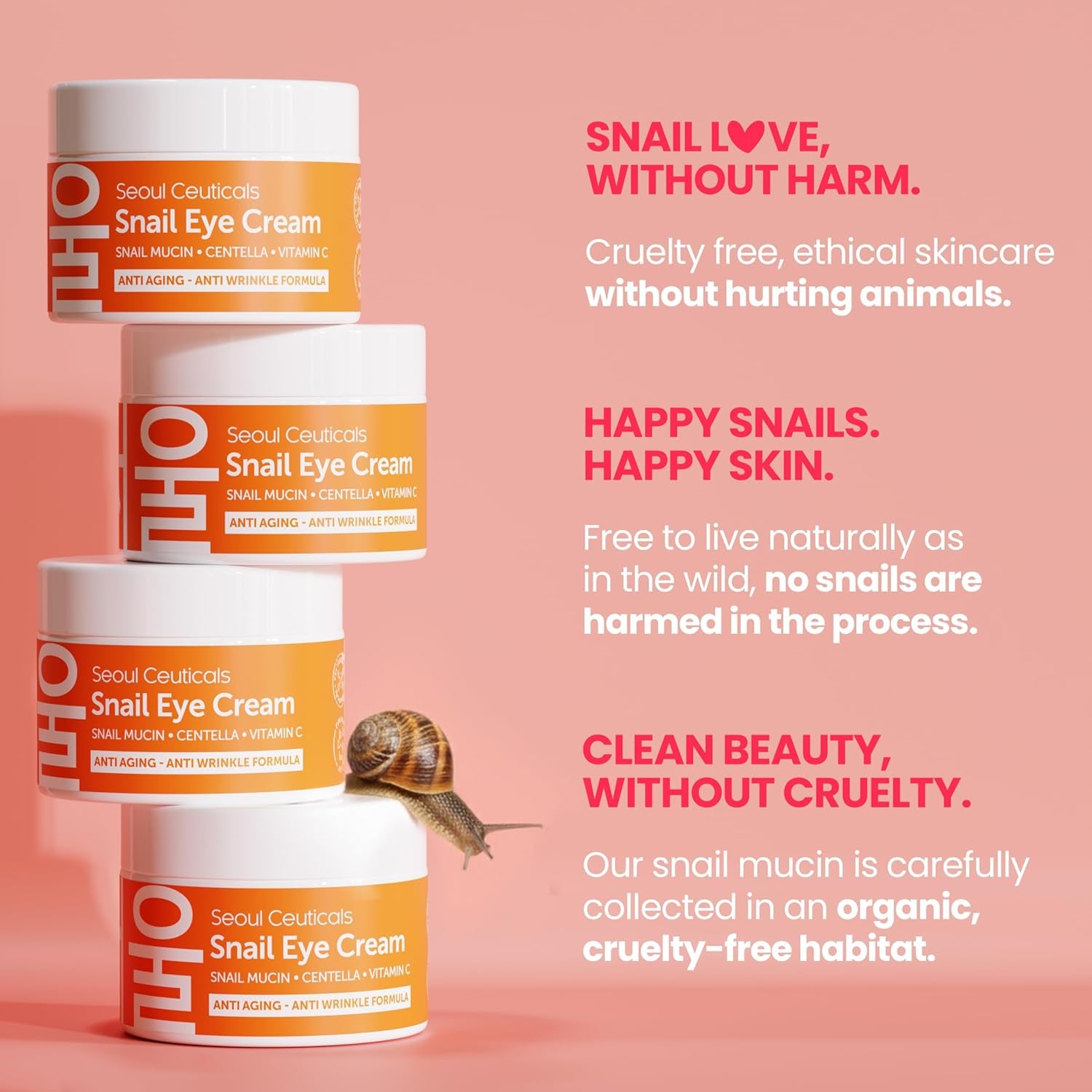 Seoulceuticals Korean Snail Mucin Eye Cream - 97.5% Snail Filtrate K Beauty anti Aging under Eye anti Wrinkle Eye Treatment Cream 0.5Oz