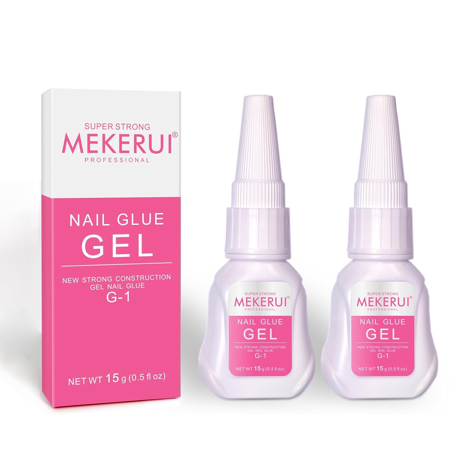 MEKERUI Super Strong Nail Glue Gel 15G – Air-Dries in 7 Seconds, No UV Lamp Needed, Waterproof & Long-Lasting for Press-On Nails