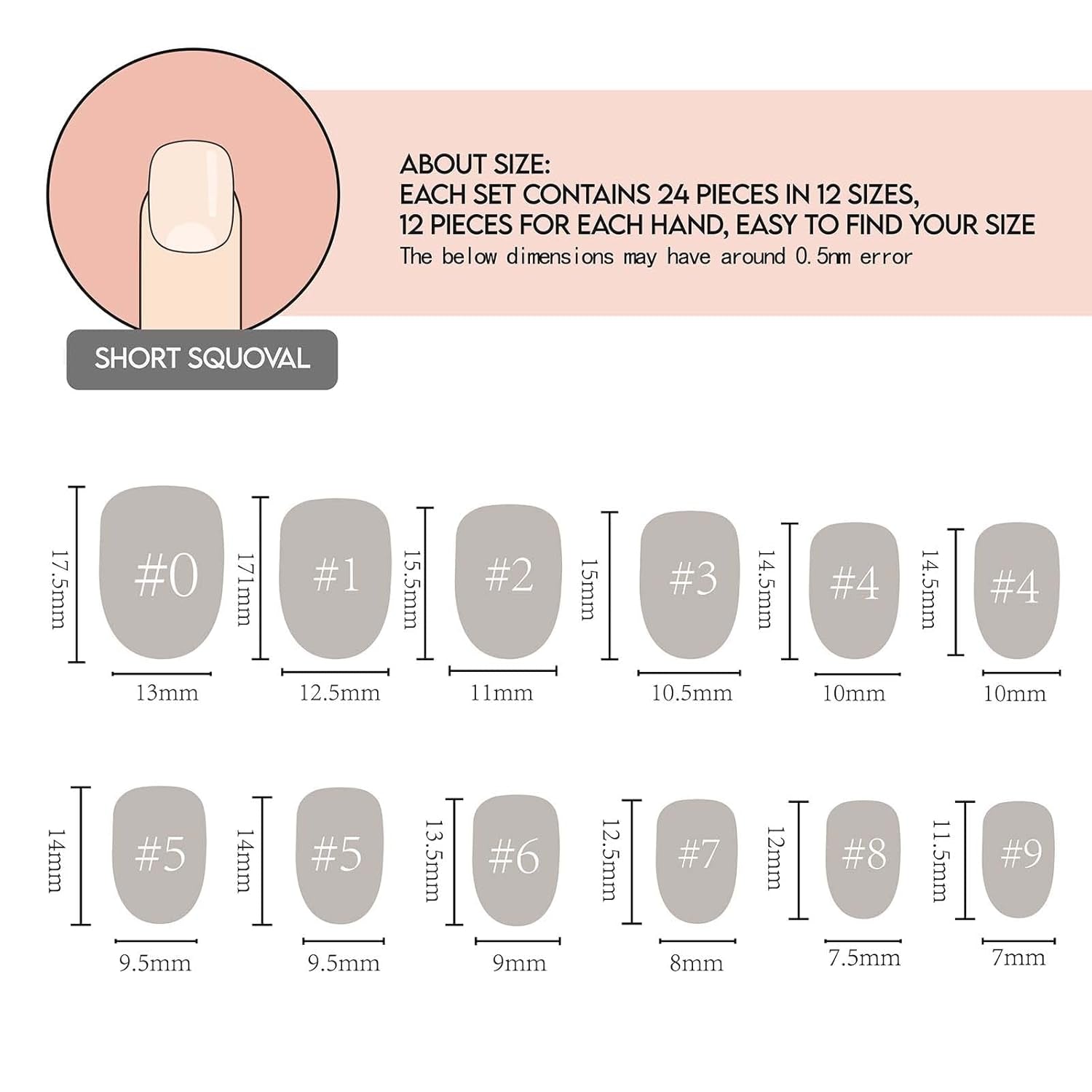 GLAMERMAID Nude Pink Short Press on Nails, Natural Extra Short Squoval Glue on Nails for Women, Coral Pink Square Jelly Soft Gel Fake Nails, round Reusable Acrylic False Nails Manicure Kit for Women
