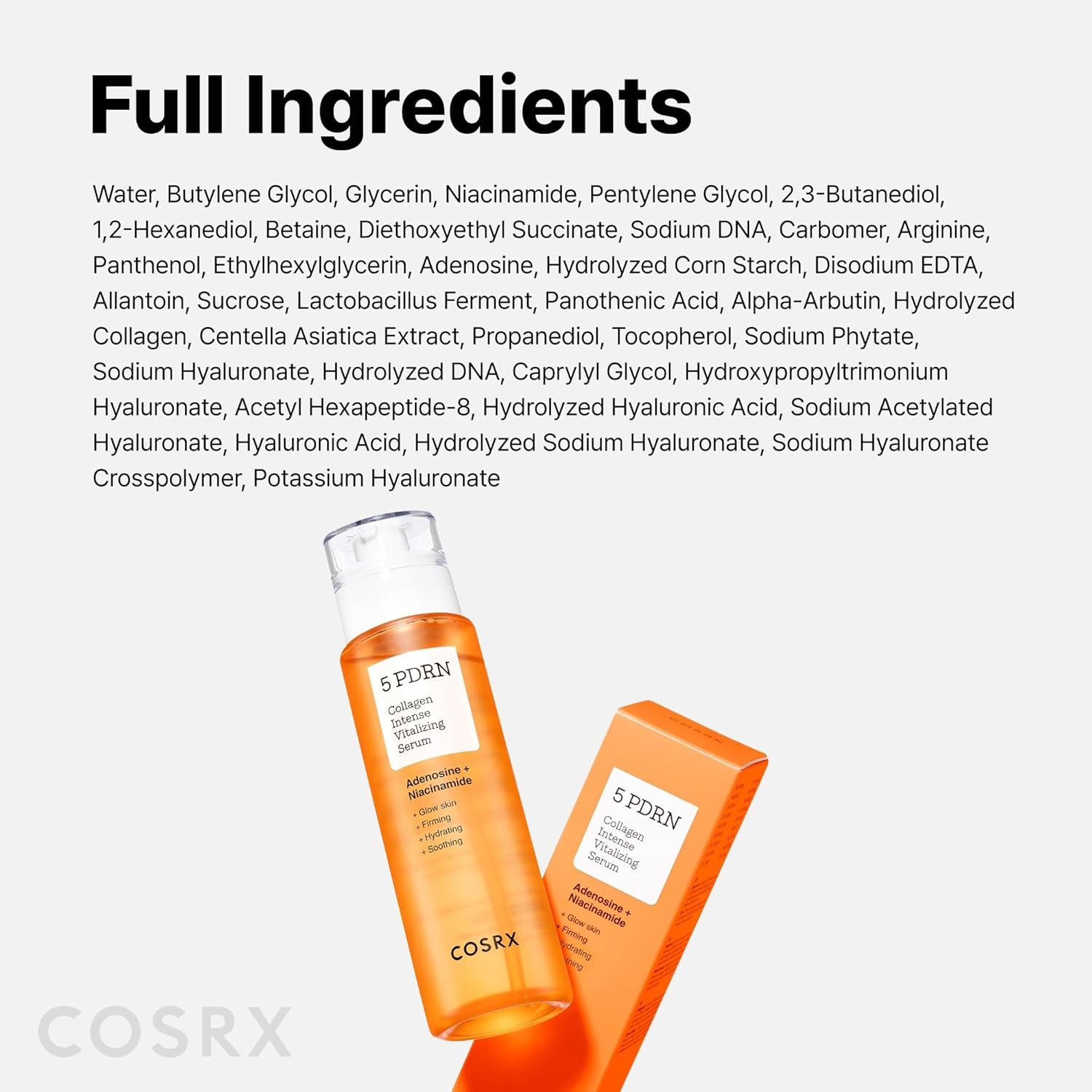 COSRX 5 PDRN Collagen Intense Vitalizing Serum - Korean Serum for Skin Firming & Glowing with Salmon DNA, Centella PDRN & Collagen, Mothers Day Gifts, Korean Skin Care (3.38 Fl.Oz.)