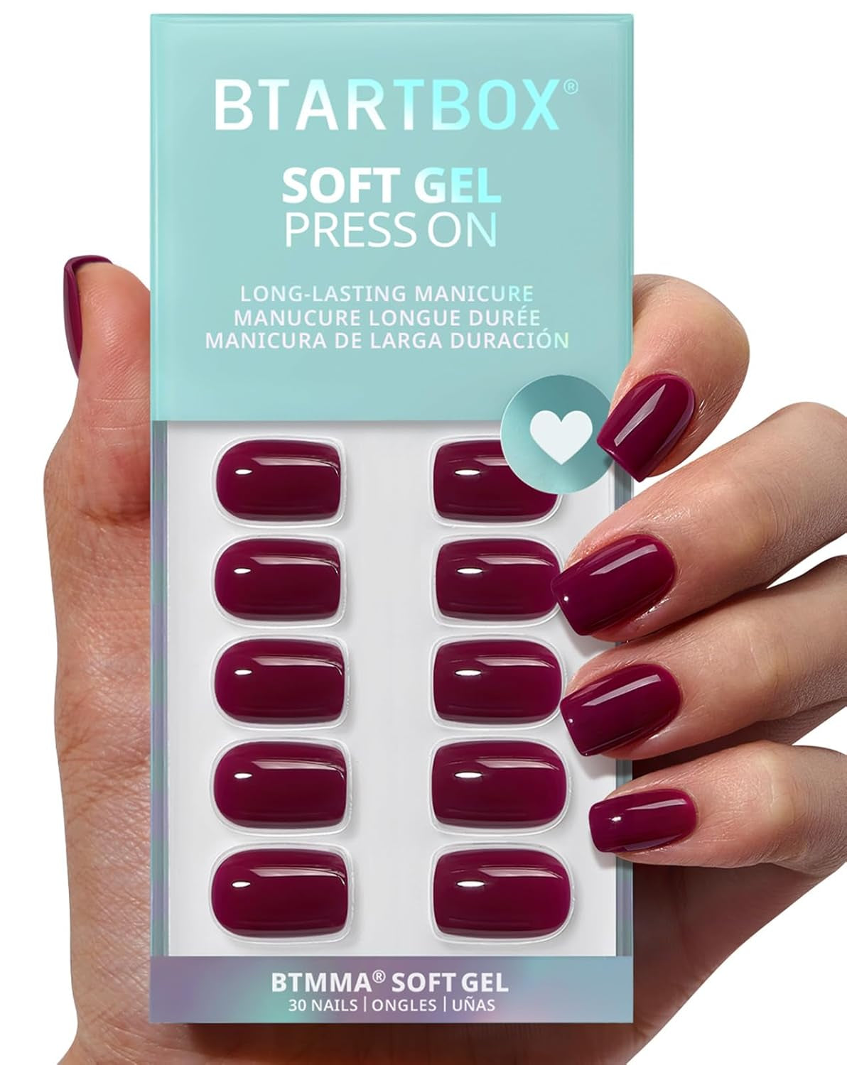 Btartbox Press on Nails Almond - Pastel Purple Short Press on Nails with Glue for Women, Opaque Soft Gel Glue on Nails in 16 Sizes - 32 Stick on Nails Kit, Satin Memo