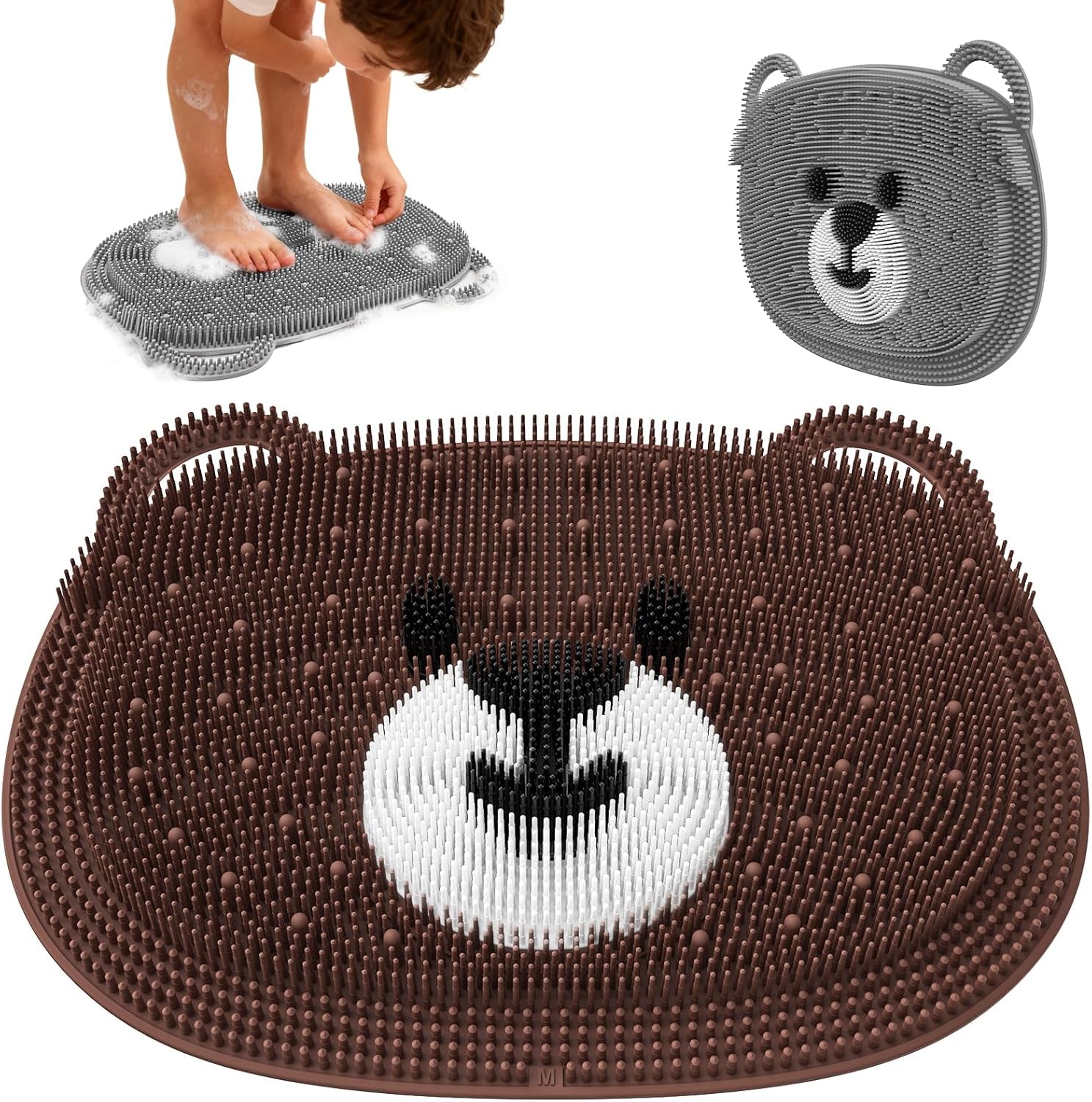 Foot Scrubber Mat in Shower 2 Pack Large - Silicone Foot Bath Exfloating Feet Deep Clean Brush Massager Acupressure Pad Improve Circulation & Feet Relief for Men Women Kids Children Cf&Gy