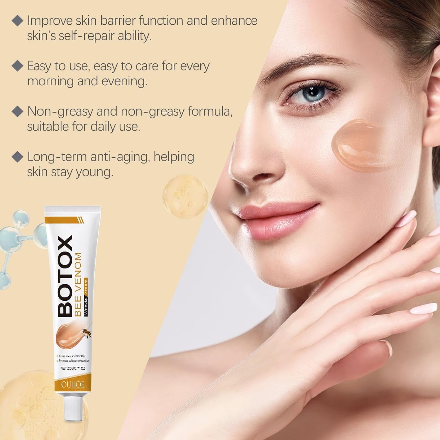 Botox Bee Venom Wrinkle Removal Cream, Natural Moisturiser Firming & Wrinkle-Reducing Deeply Nourishes Face Skin.