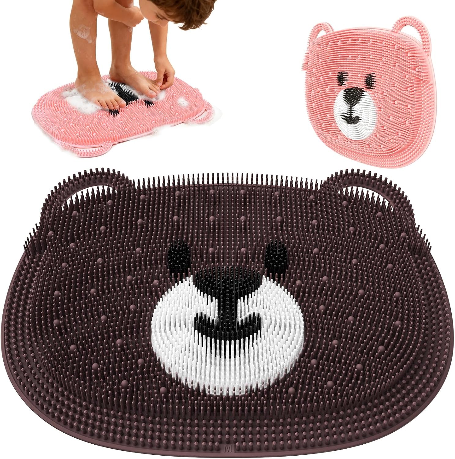 Foot Scrubber Mat in Shower 2 Pack Large - Silicone Foot Bath Exfloating Feet Deep Clean Brush Massager Acupressure Pad Improve Circulation & Feet Relief for Men Women Kids Children Cf&Gy