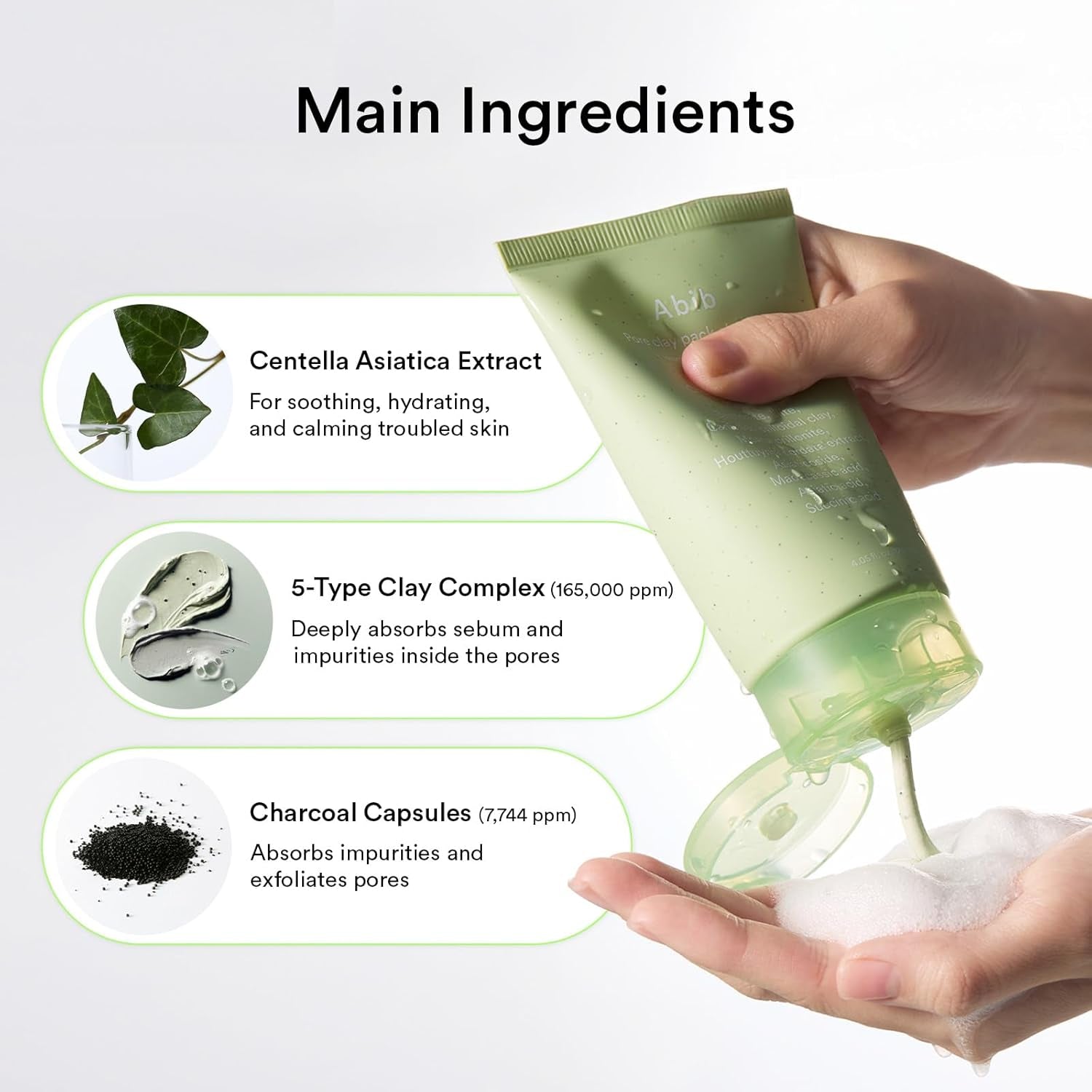 Abib Pore Clay Pack Cleanser Heartleaf Charcoal Foam, 4.05 Fl Oz, Mousse Form, Oil Control, Unscented