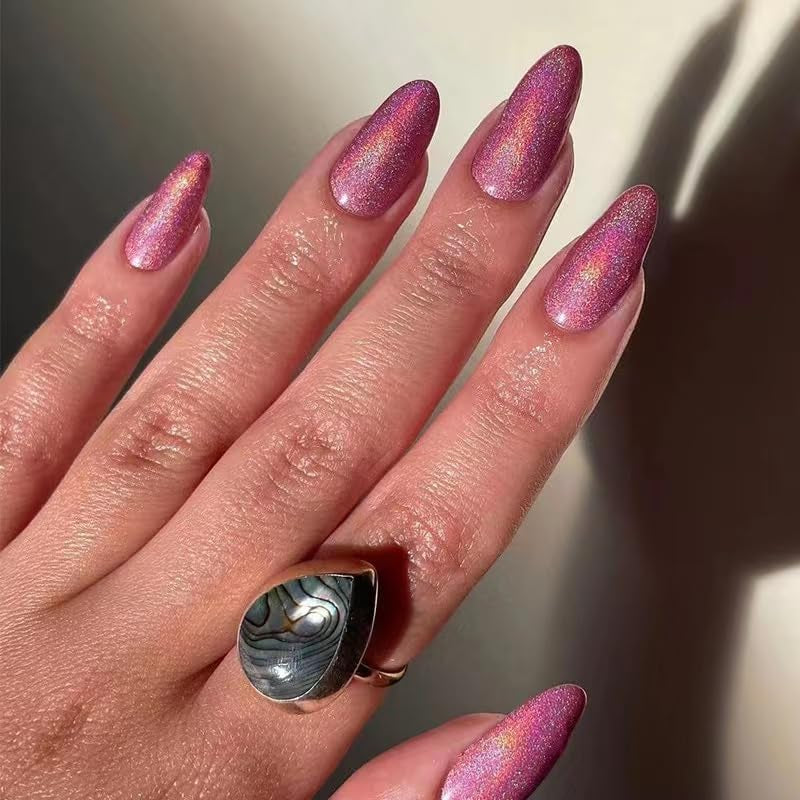 CTTHNBD Press on Nails Almond - French Tip Fake Nails with Gold Line Design - Medium Fasle Nails Press Ons - for Women 24 Pcs
