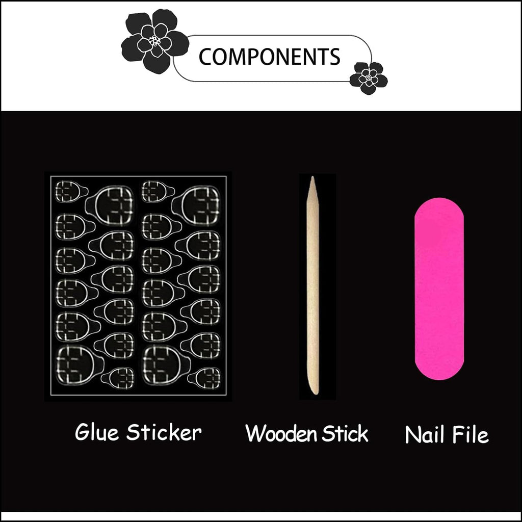 CTTHNBD Press on Nails Almond - French Tip Fake Nails with Gold Line Design - Medium Fasle Nails Press Ons - for Women 24 Pcs