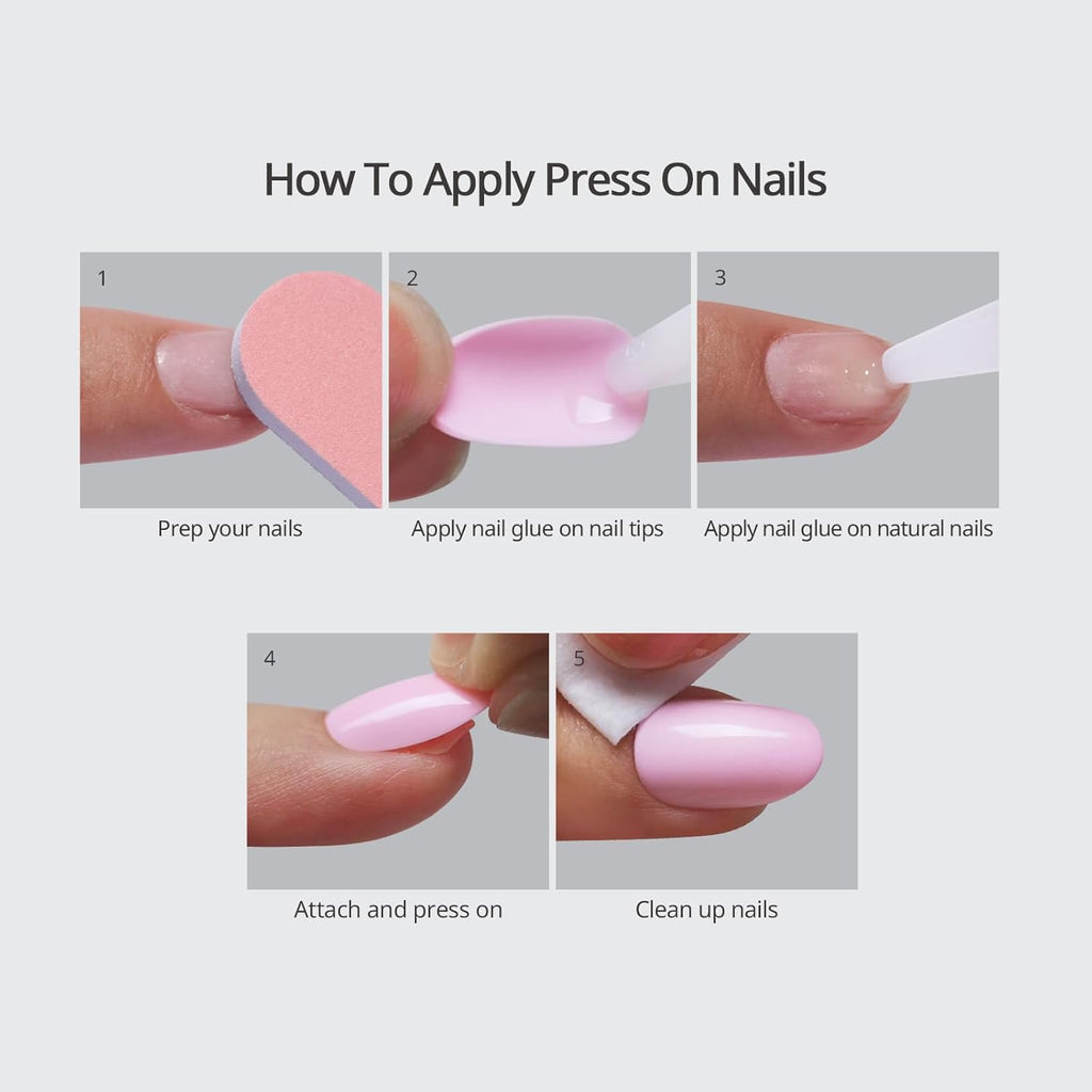 Btartbox Press on Nails Almond - Pastel Purple Short Press on Nails with Glue for Women, Opaque Soft Gel Glue on Nails in 16 Sizes - 32 Stick on Nails Kit, Satin Memo