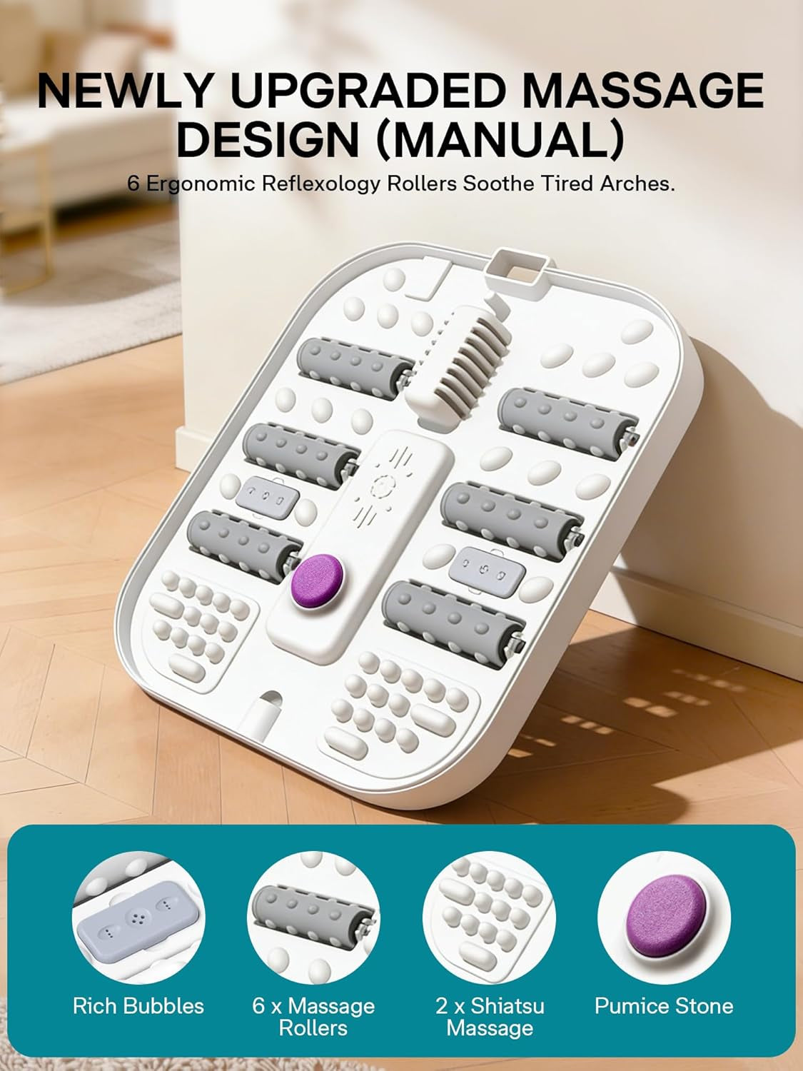 ALLJOY Collapsible Foot Spa with Heat, Pedicure Foot Bath with Bubbles & 6 Rollers, Ul-Listed Rapid PTC Heating Foot Soaking Tub for Stress Relief, Relaxation Gift for Women & Men, Nurses & Teachers