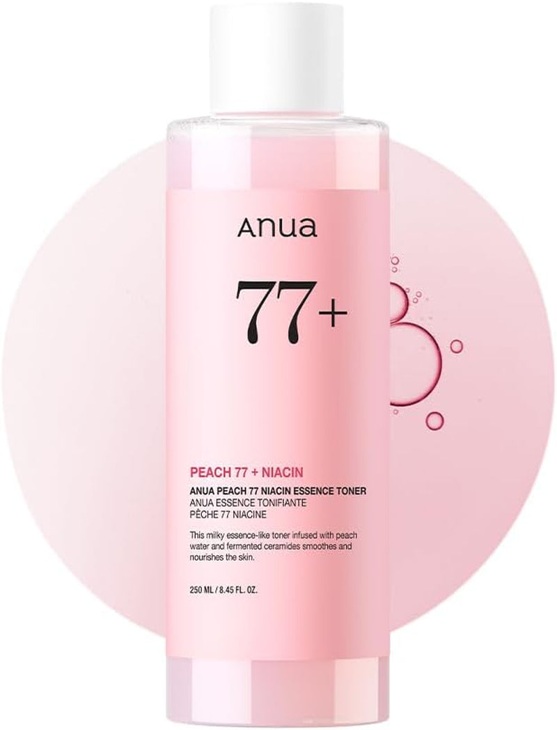 Anua Peach 77 Niacin Essence Toner 250Ml / Brightening Toner for Face, Niacinamide, Panthenol, Ceramides, Facial Toner for Glass Skin, Korean Skin Care (8.45 Fl.Oz.)
