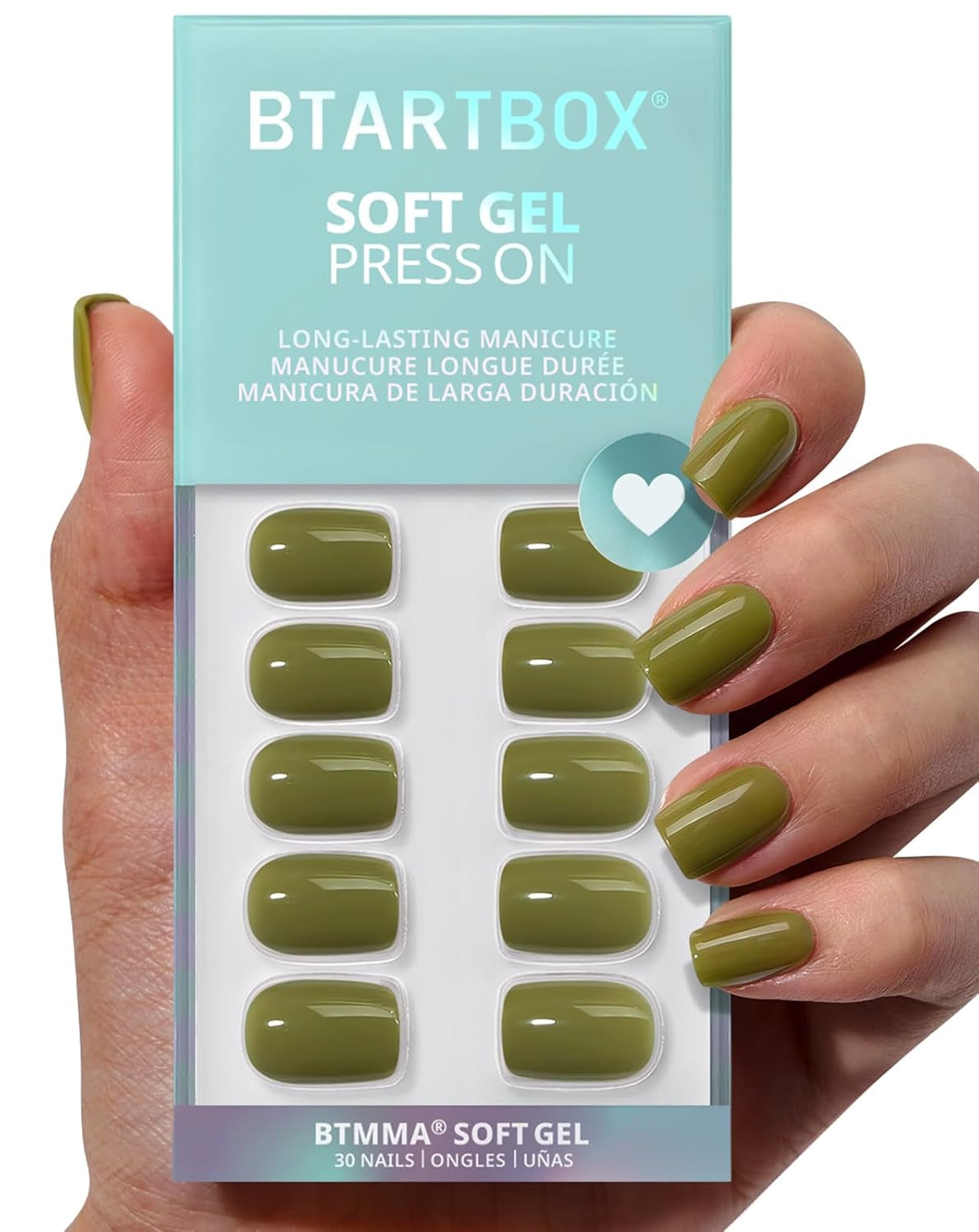 Btartbox Press on Nails Almond - Pastel Purple Short Press on Nails with Glue for Women, Opaque Soft Gel Glue on Nails in 16 Sizes - 32 Stick on Nails Kit, Satin Memo