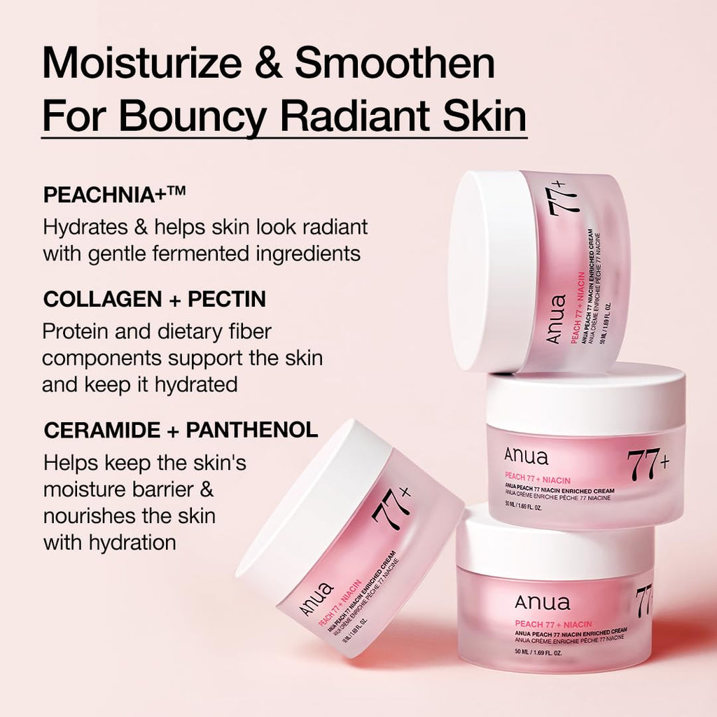 Anua Peach Niacinamide Cream, Face Moisturizer for Dry Skin with Vitamin B12, Collagen, Ceramide, Panthenol, Korean Skin Care for Glass Skin (50Ml, 1.69 Fl.Oz.)