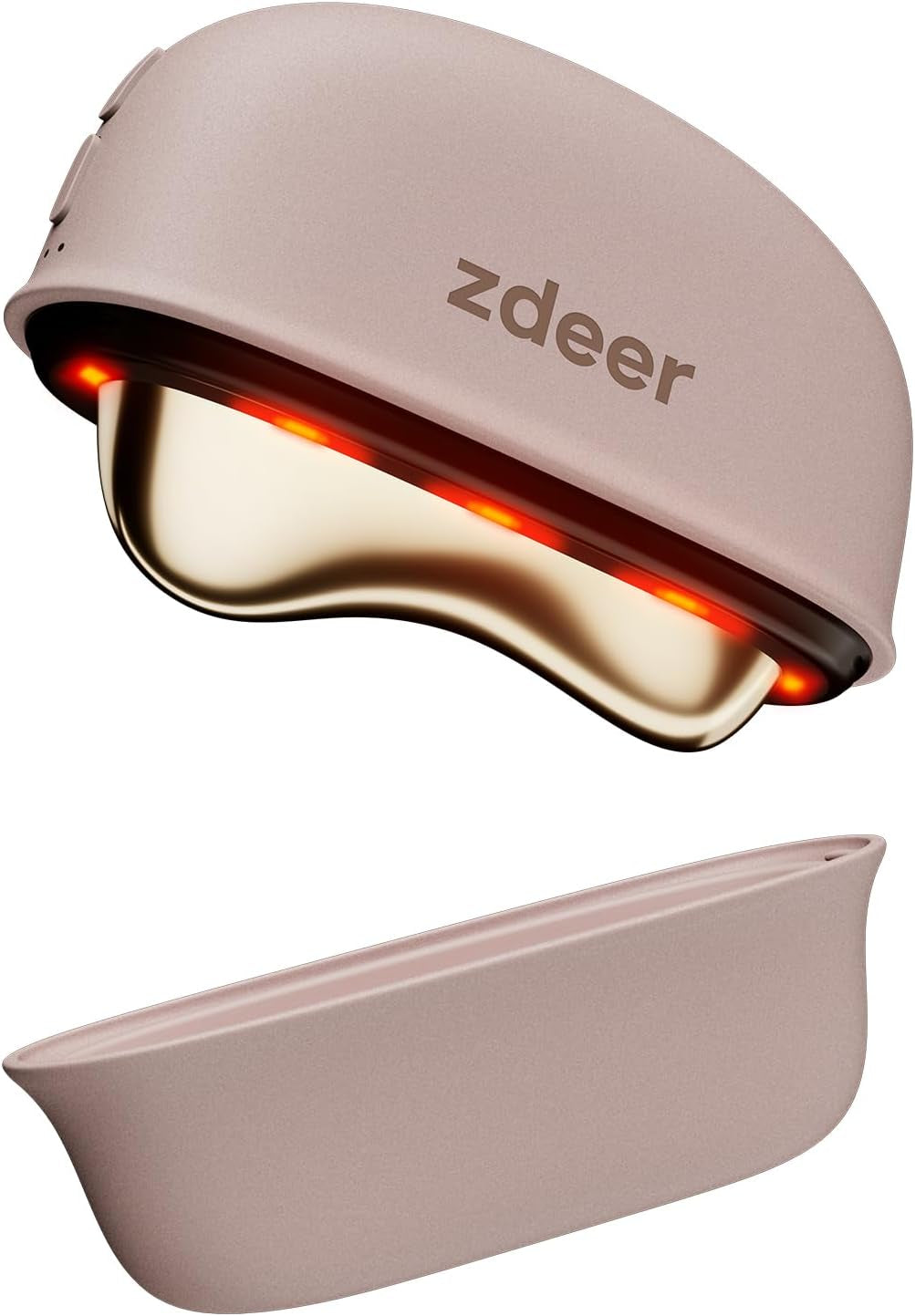 ZDEER LED Red Light Therapy for Face & Neck Massager Facial Care Device – Electric Gua Sha Brass Tool with Heat & Vibration for Firming, Sculpting & Skincare, Pink