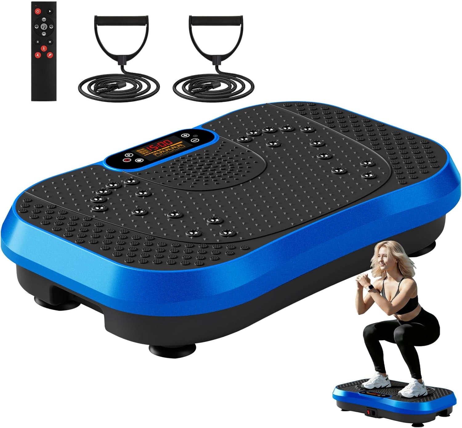 Softgym Vibration Plate Exercise Machine for Lymphatic Drainage,Power Vibrate Stand Shake Board 450 Lbs Capacity Whole Body Workout Waver with Fitness Resistance Bands Weight Loss Gifts for Women Men