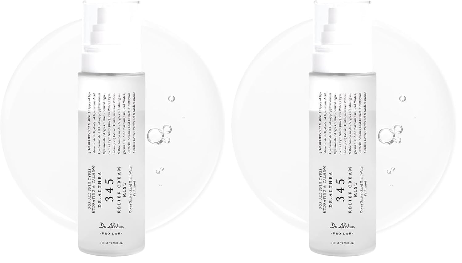 Dr.Althea 345 Relief Cream Mist | Hydrating Facial Mist with Rice Extract | Soothing Care for Sensitive Skin | Vegan Korean Skincare, 3.38 Fl Oz
