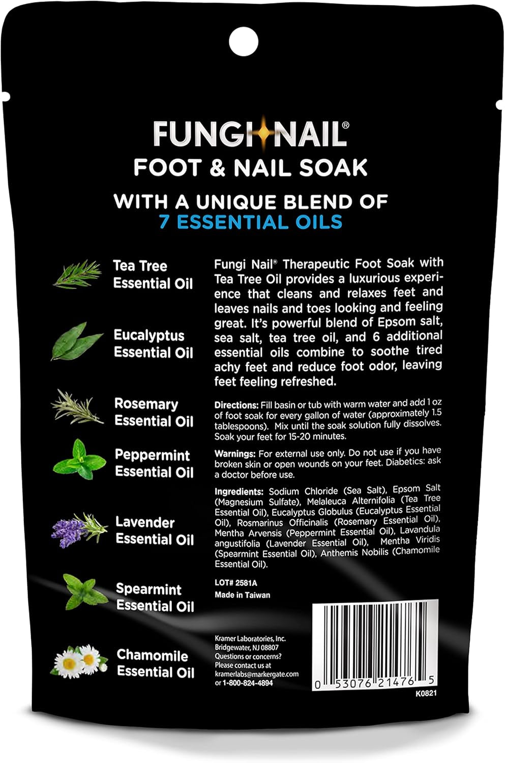 Fungi-Nail Foot & Nail Soak with Tea Tree Oil - Moisturize, Reduce Foot Odor, & Soothe Aching Feet - a Therapeutic Blend of Rich Mineral Epsom Salt, Pure Sea Salt, and 7 Essential Oils - 1 Pound
