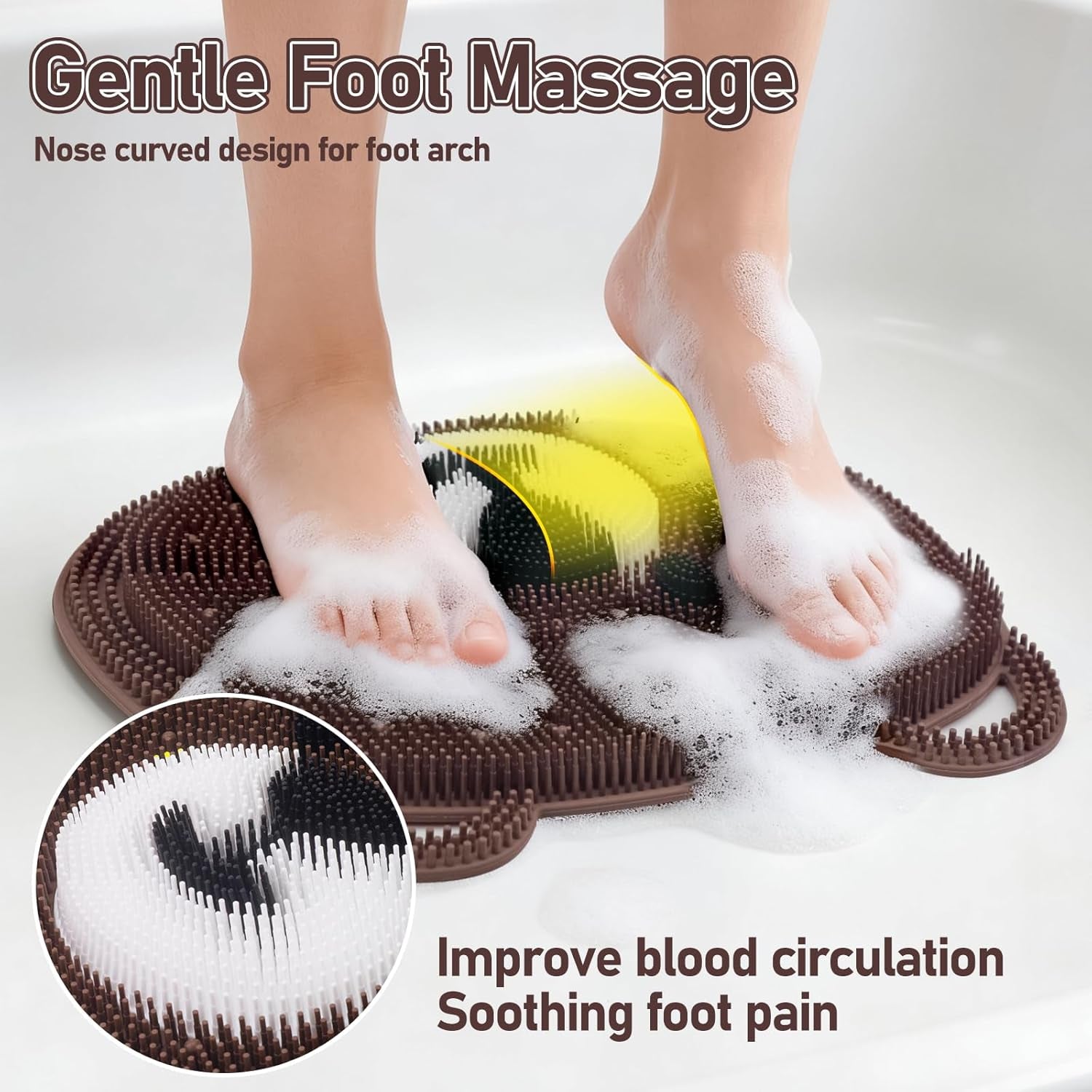 Foot Scrubber Mat in Shower 2 Pack Large - Silicone Foot Bath Exfloating Feet Deep Clean Brush Massager Acupressure Pad Improve Circulation & Feet Relief for Men Women Kids Children Cf&Gy