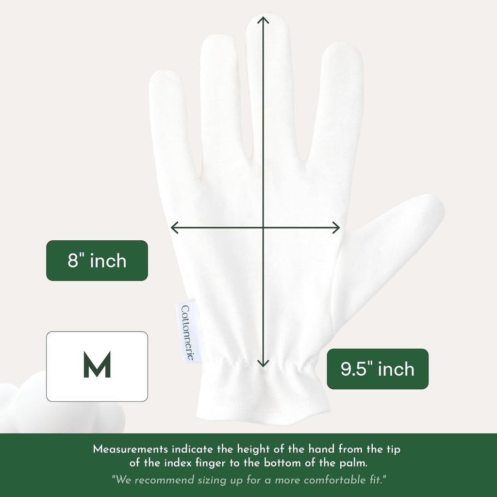 4 Pairs Cottonnerie Organic Cotton Gloves for Dry Hands Sleeping, Moisturizing Gloves Overnight, Hand Moisturizer Gloves, Moisture Gloves for Dry Hands Overnight, Sleeping Gloves, Medium