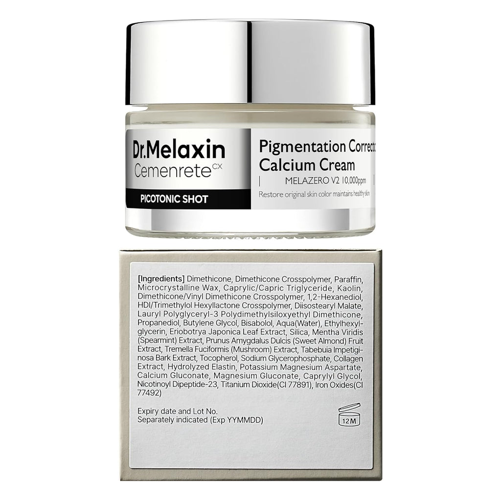 Dr.Melaxin Picotonic Shot Calcium Cream with Calcium, Intensive Brightening Cream for Even Skin Tone & Skin Clarity, Korean Skincare for Density Care, 0.88 Oz