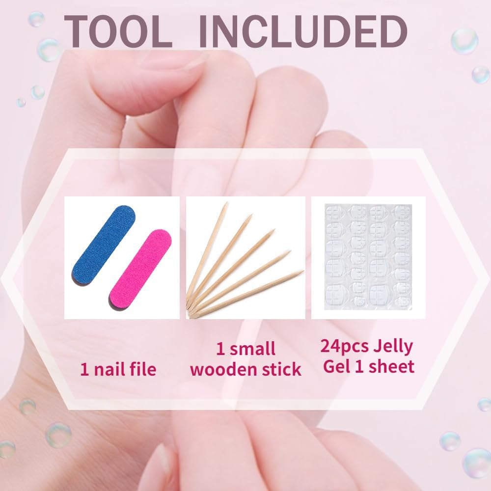 MAGLFELL Salon Press on Nails - 3D Almond Handmade Unique French Fake Nails, Thick Acrylic and Muti-Layer Gel False Nails, Reusable Gel Cured Durable Press Ons (Size S)