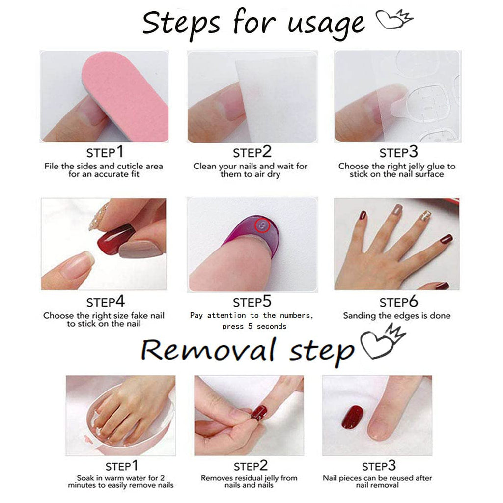 Foccna Press on Nails Almond Fake Nails with Gold Line Design Glue on Nails Acrylic Nails Glossy Full Cover Stick on Nails for Women 24Pcs