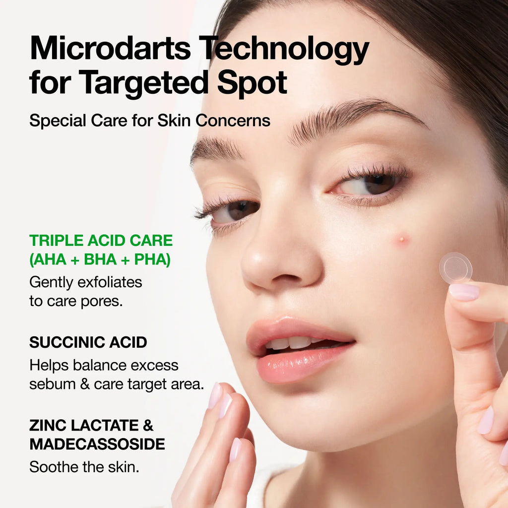 [Anua] Triple Acid Spot Care Microdart Patch (12EA) ｜Spot Care, AHA, BHA, PHA, Centella, Hydrocolloid Patch, Korean Skincare, Non-Comedogenic, Acne Calming, Sensitive Skin, Soothing, Gentle, Acne-Safe, Gentle Exfoliant