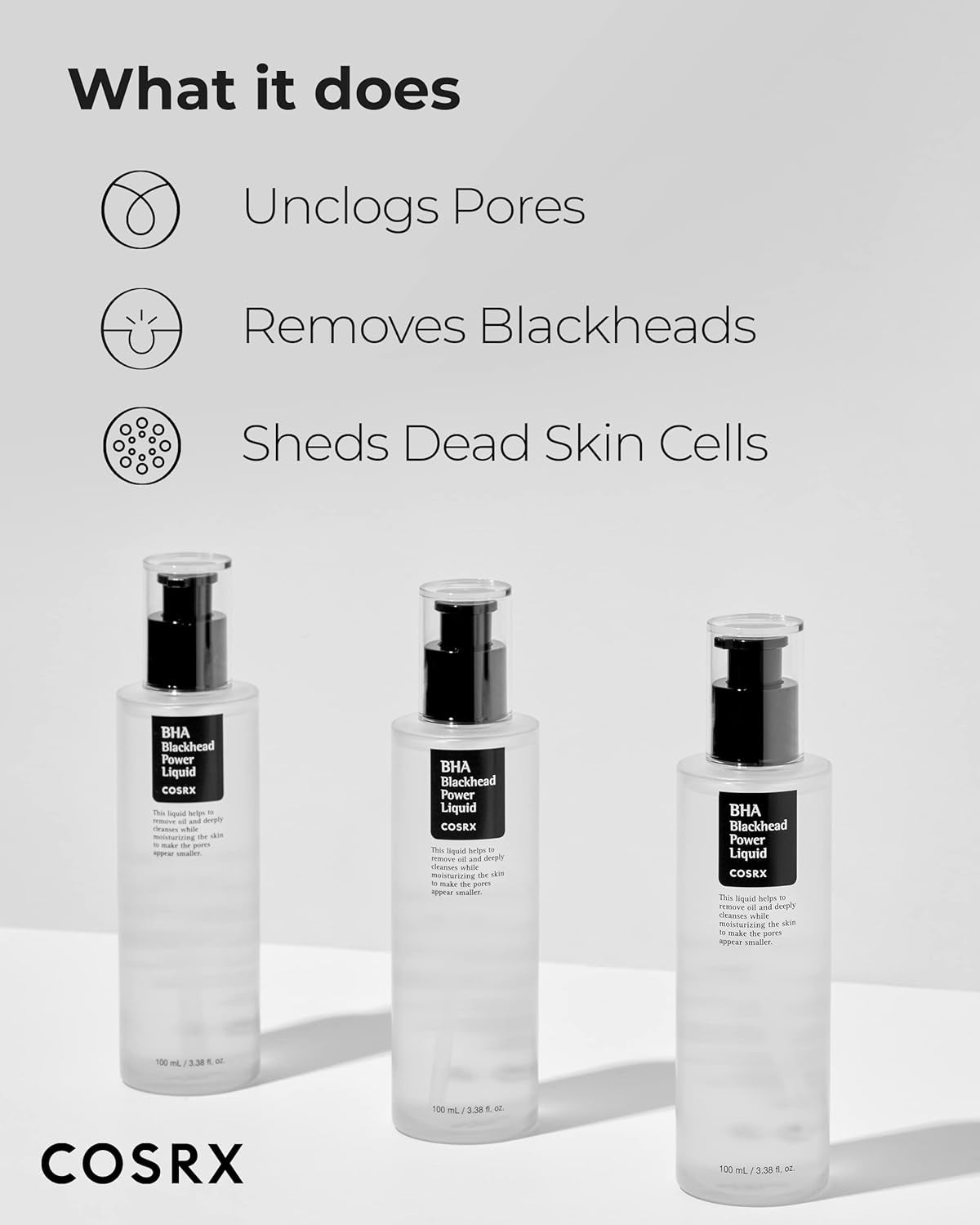COSRX Niacinamide 2% + BHA 4% Blackhead Exfoliant Toner 3.38 Fl.Oz / 100Ml, Korean Toner, Blackhead Remover, Pore Minimizer for Enlarged Pores, for All Skin Types, Korean Skin Care