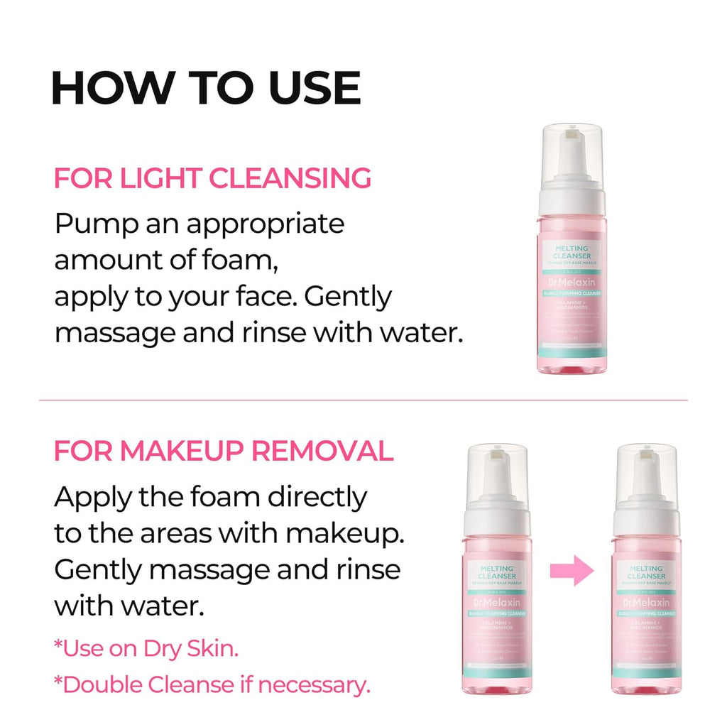 Dr.Melaxin Melting Cleanser - Hypoallergenic Makeup Remover with Quick Bubble, Deep Pore Cleansing for All Skin Type, 150Ml