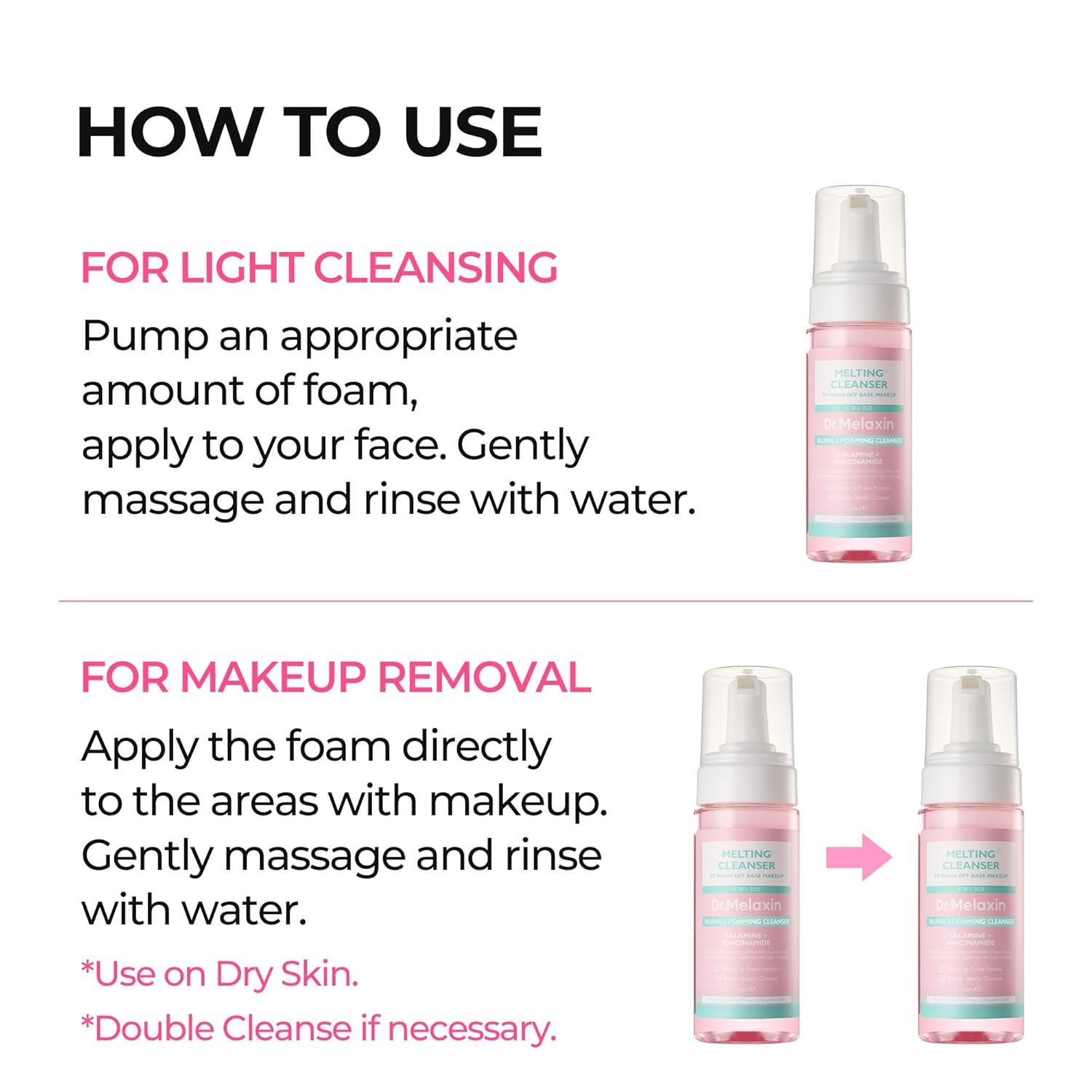 Dr.Melaxin Melting Cleanser - Hypoallergenic Makeup Remover with Quick Bubble, Deep Pore Cleansing for All Skin Type, 150Ml