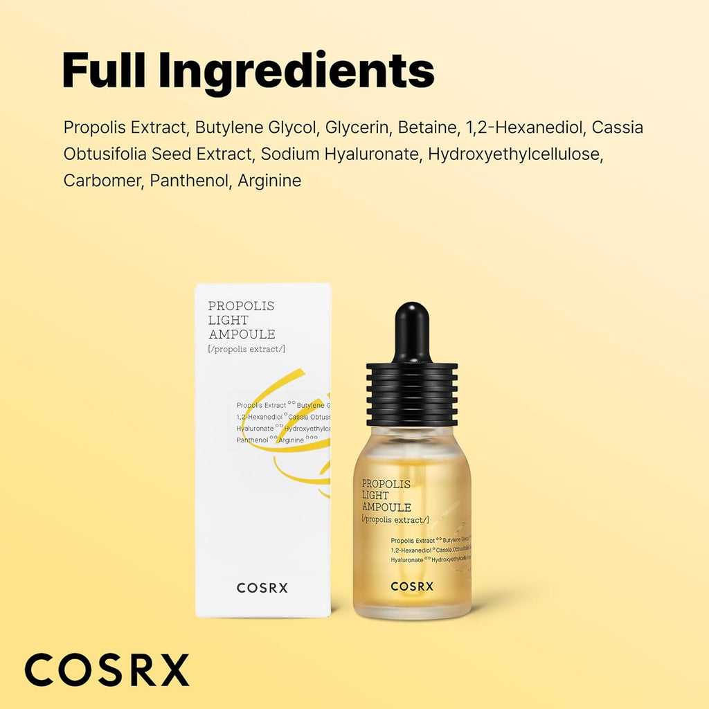 COSRX Propolis Ampoule, Glow Boosting Serum for Face with 73.5% Propolis Extract, 1.01Fl.Oz/30Ml, Hydrating Essence for Sensitive Skin, Fine Lines, Uneven Skintone, Korean Skincare