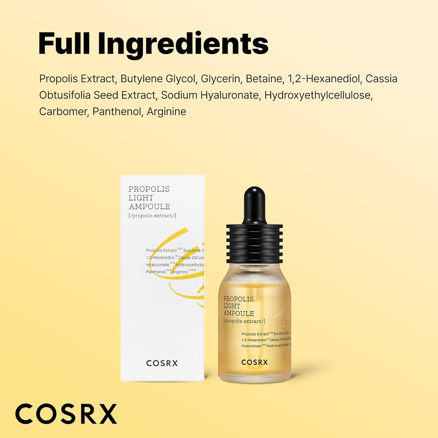 COSRX Propolis Ampoule, Glow Boosting Serum for Face with 73.5% Propolis Extract, 1.01Fl.Oz/30Ml, Hydrating Essence for Sensitive Skin, Fine Lines, Uneven Skintone, Korean Skincare