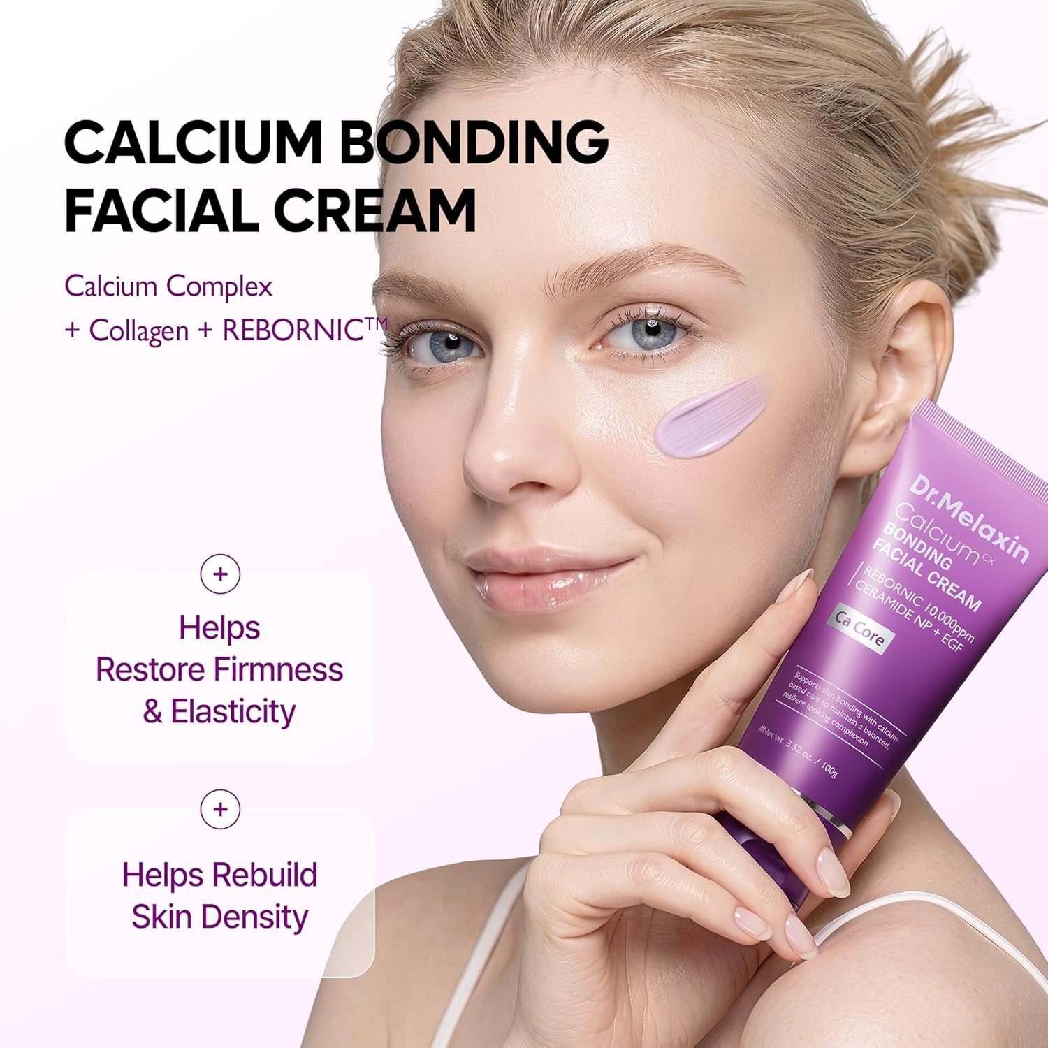 Dr.Melaxin Calcium Bonding Facial Cream with REBORNIC 10,000Ppm & EGF, Anti-Aging Face Moisturizer for Skin Density, Ceramide & Hyaluronic Acid for Elasticity, 3.38 Fl.Oz
