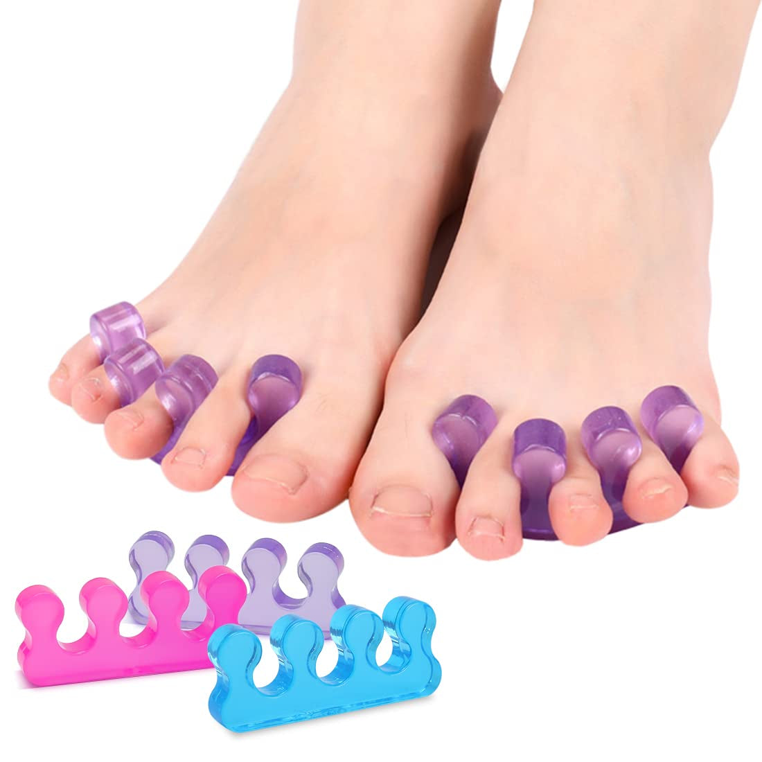 SUNFATT Toe Separators for Pedicure,Toe Separators for Women,Pedicure Toe Spacers for Separating Toenails or Nails,Easy Finger and Toenail Polish Grooming,Soft Gel Toe Spacers Pedicure Kit.