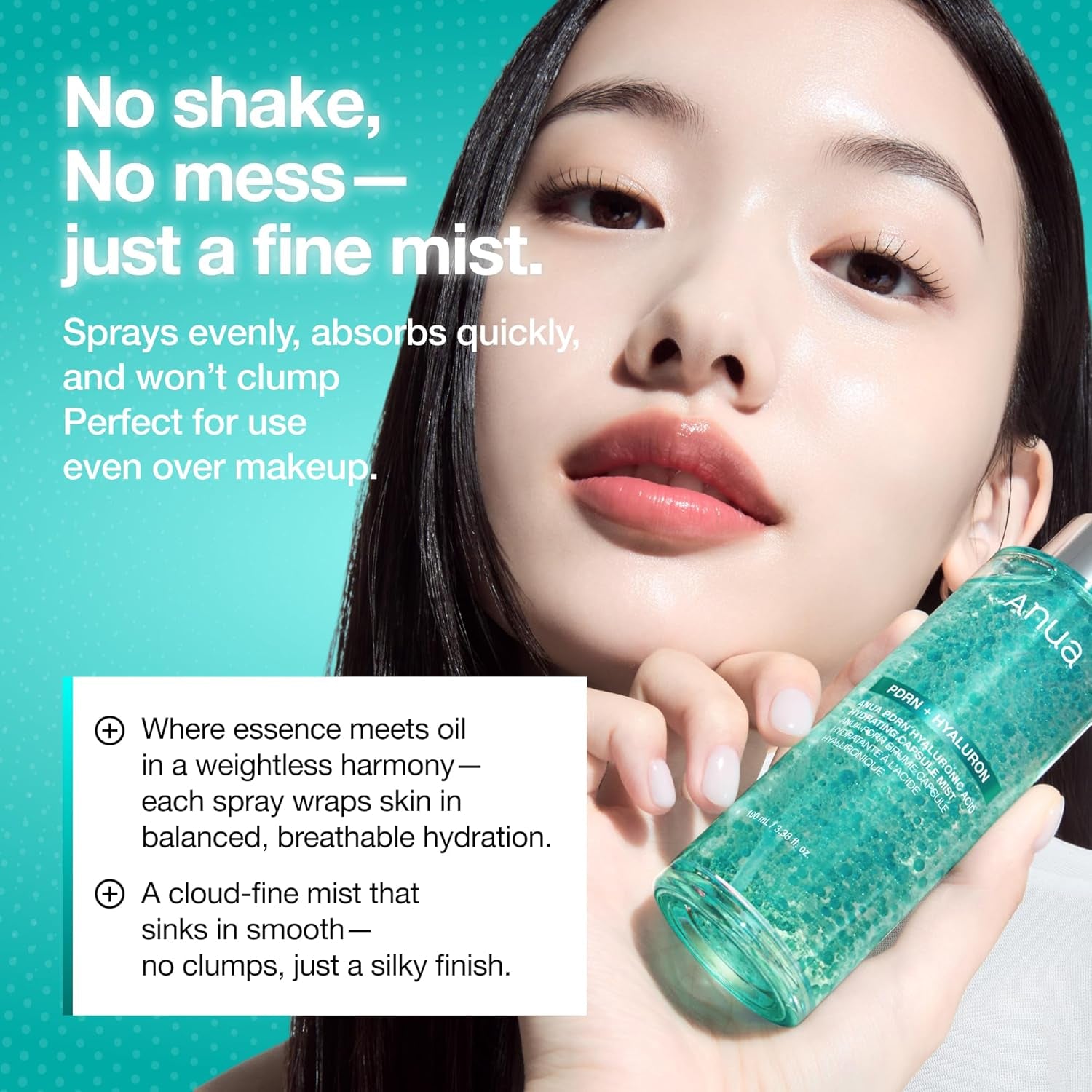 ANUA PDRN Collagen Glow Facial Serum Spray, Hydrating Face Mist, Hyaluronic Acid, Dewy Glass Finish, All Skin Types, Instant Plumping Hydration, Firming Care, Korean Skincare, 3.38 Fl Oz