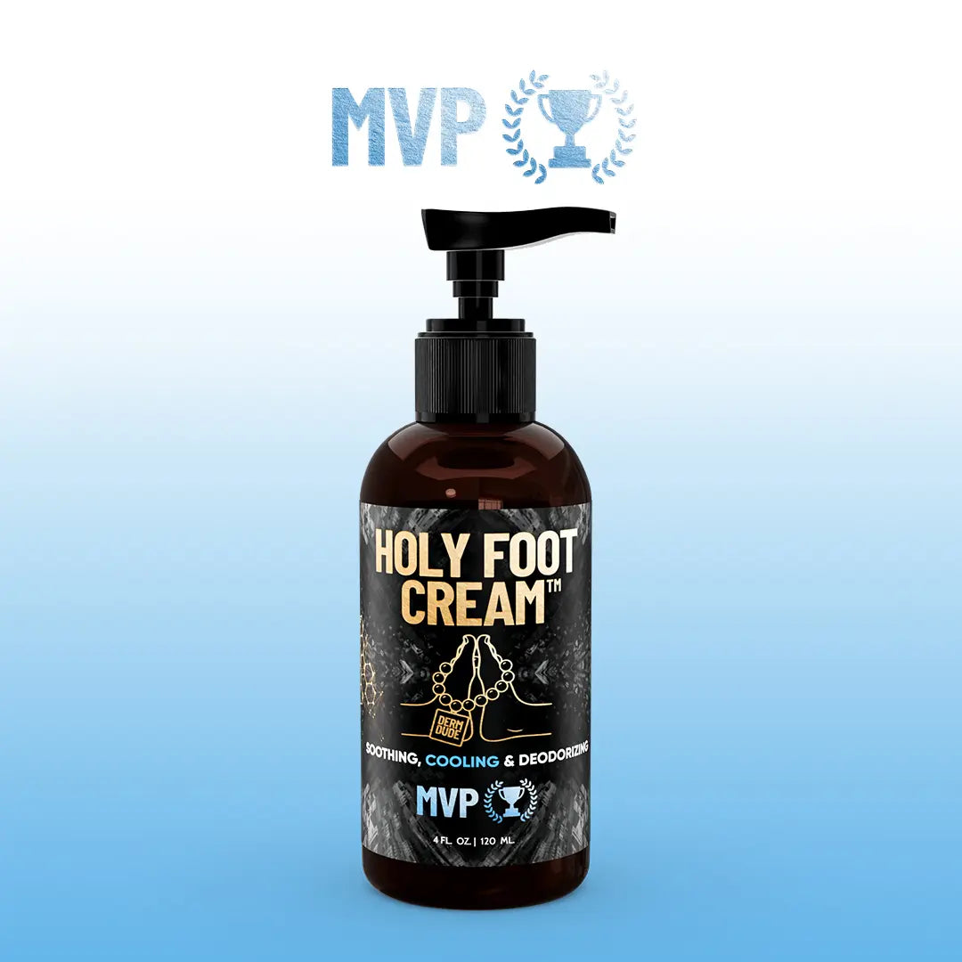 Derm Dude Holy Foot Cream - Moisturizer for Sweaty Smelly & Cracked Heels with Deodorizing Power - Strawberry Lollipop Scent - Hydrating & Antifungal - 100G
