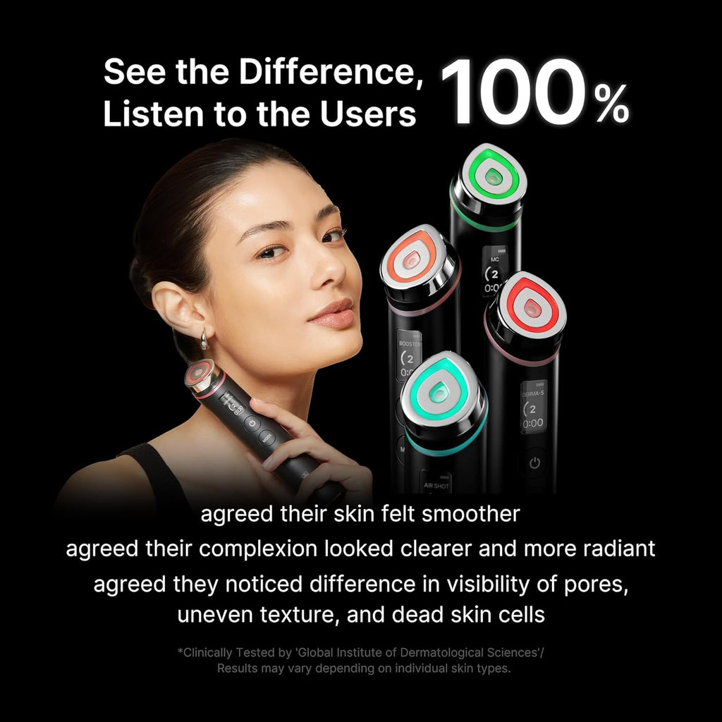 Medicube Booster Pro | 6-In-1 Real Glass Glow Beauty Massager | for Clear, Radiant, Firmer-Looking Skin | Korean Skin Care | Black