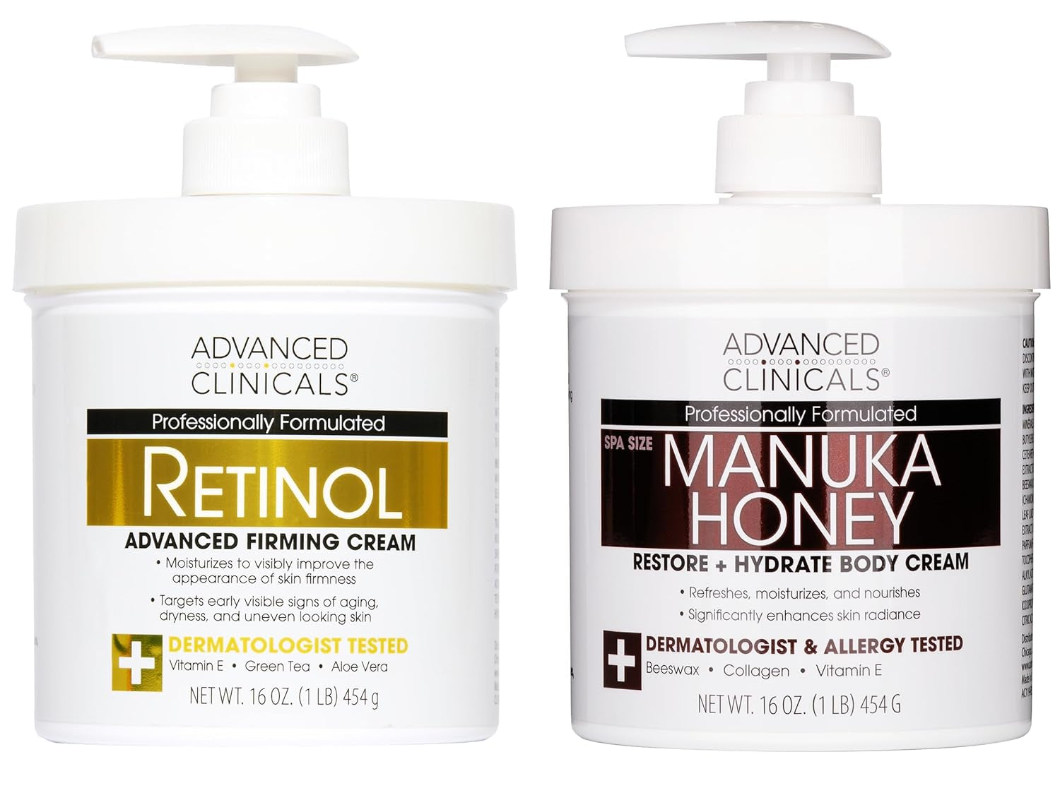 Advanced Clinicals Manuka Honey Body Cream for Women & Men | Body Butter Lotion for Extremely Dry Skin | Collagen Cream | Skincare Moisturizer Hydrating Balm Improves Look of Aging Skin, 16 Ounce