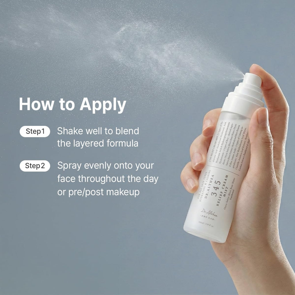 Dr.Althea 345 Relief Cream Mist | Hydrating Facial Mist with Rice Extract | Soothing Care for Sensitive Skin | Vegan Korean Skincare, 3.38 Fl Oz