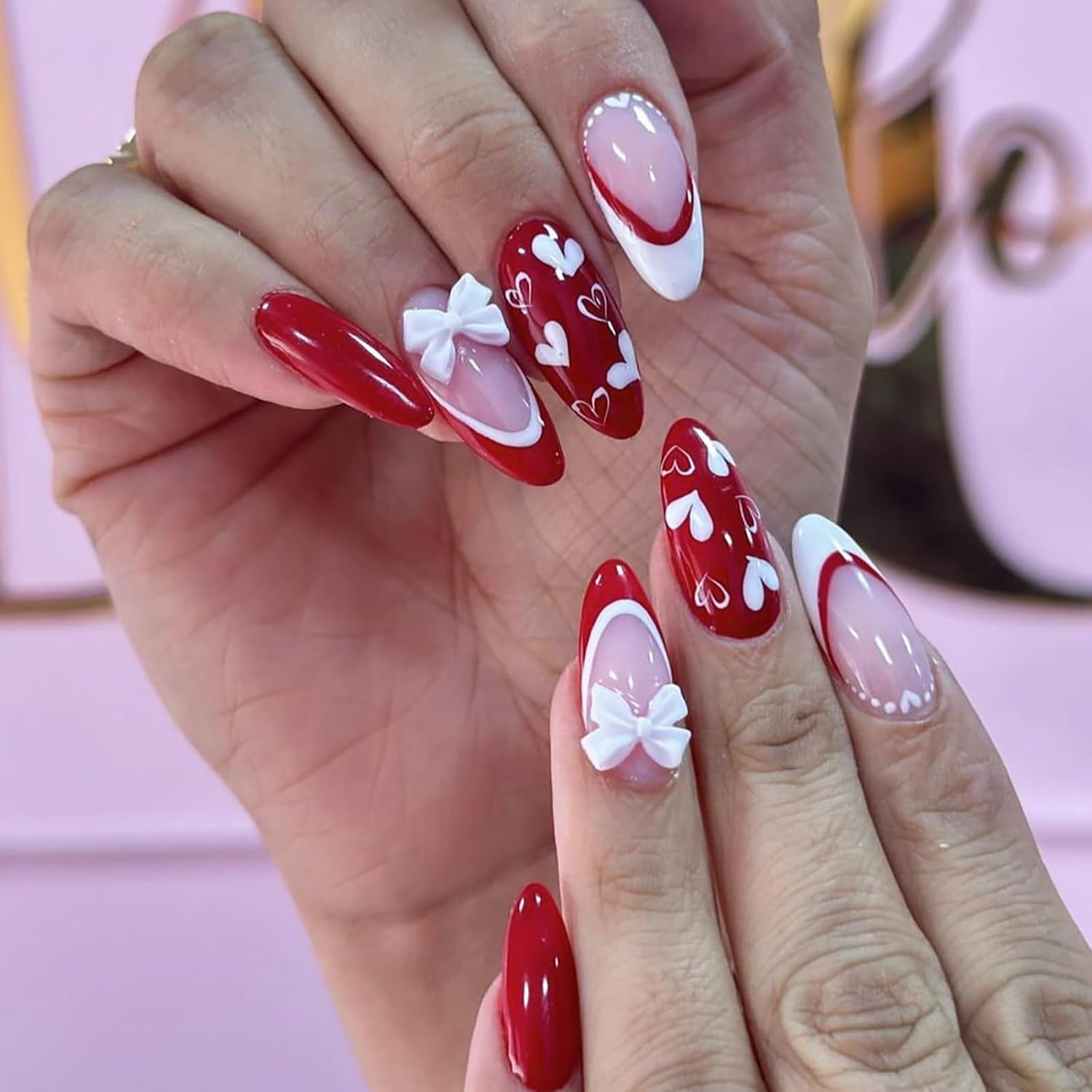 24Pcs Medium Almond Press on Nails French Tip Fake Nails with Brown Leopard Gold Line Design Glossy Reusable False Nail Artificial Acrylic Nails Press Ons Holiday Stick on Nails for Women DIY Manicure