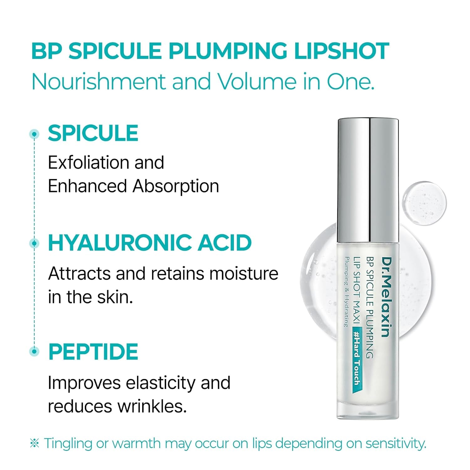 Dr.Melaxin BP Spicule Plumping Lip Shot Maxi – Microneedle Lip Plumper for Fuller Lips & Smooth Texture, Hyaluronic Acid & Peptides for Volume & Fine Line Care, Korean Lip Treatment