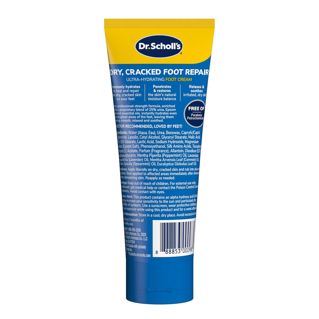 Dr. Scholl'S Dry, Cracked Foot Repair Ultra-Hydrating Foot Cream Moisturizer, 3.5 Oz, Skin Care Foot Lotion with 25% Urea for Dry Cracked Feet, Heals and Moisturizes for Healthy Feet